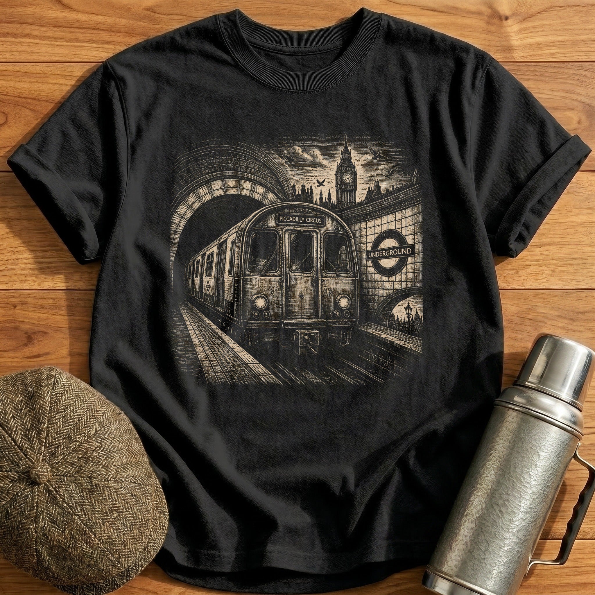 London Underground Tube Train T-Shirt - Black
