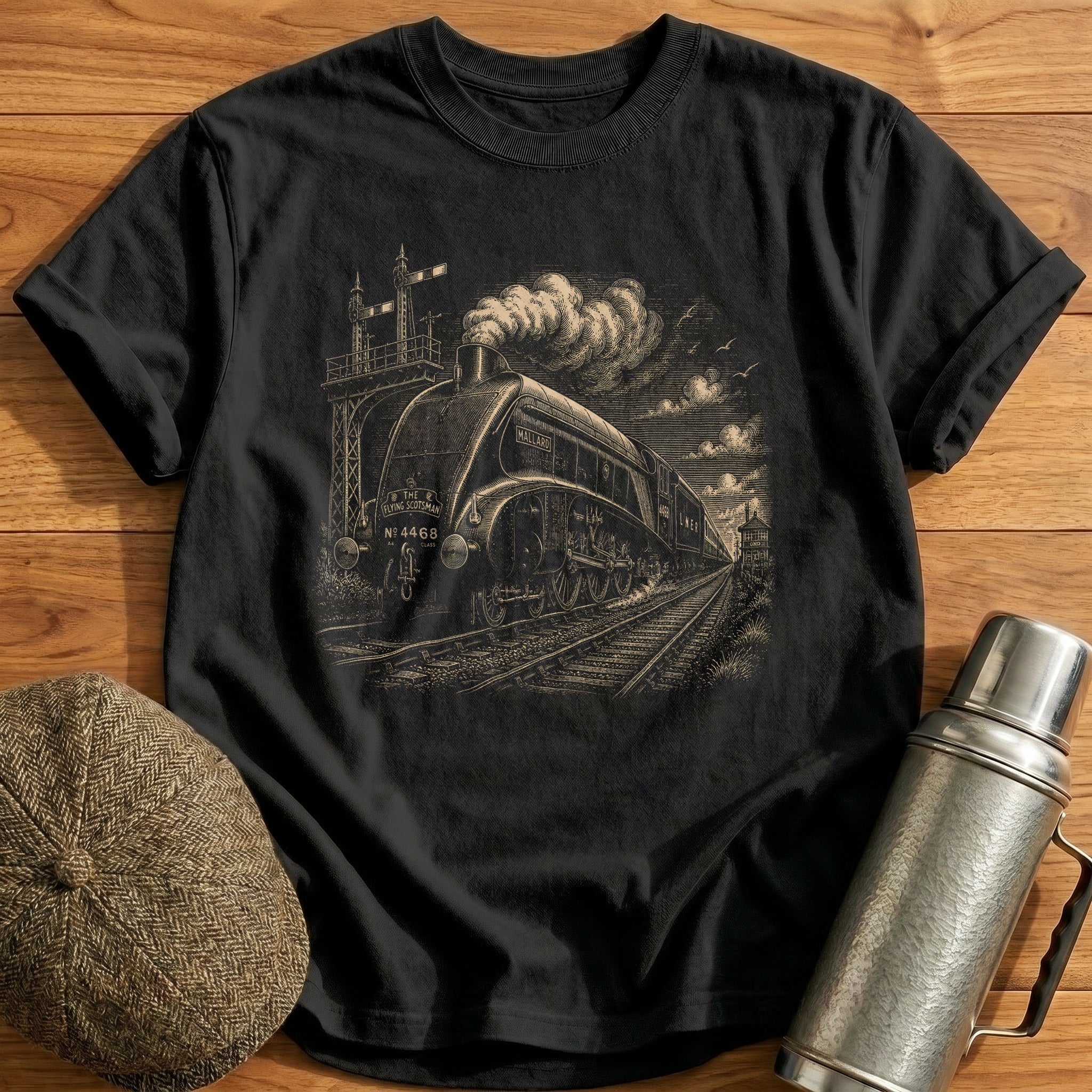 Mallard LNER A4 Streamlined Pacific T-Shirt - Black