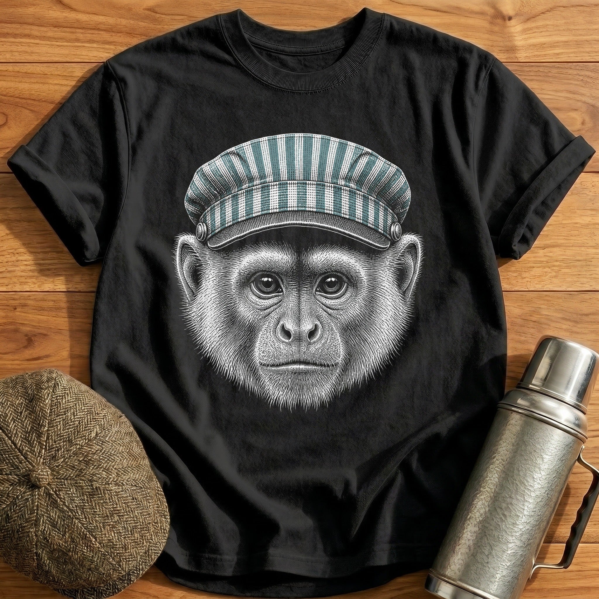 Monkey Driver Soft Teal T-Shirt - Black