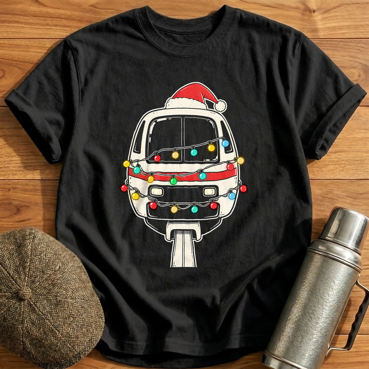 Monorail Christmas Lights 38 T-Shirt - Black