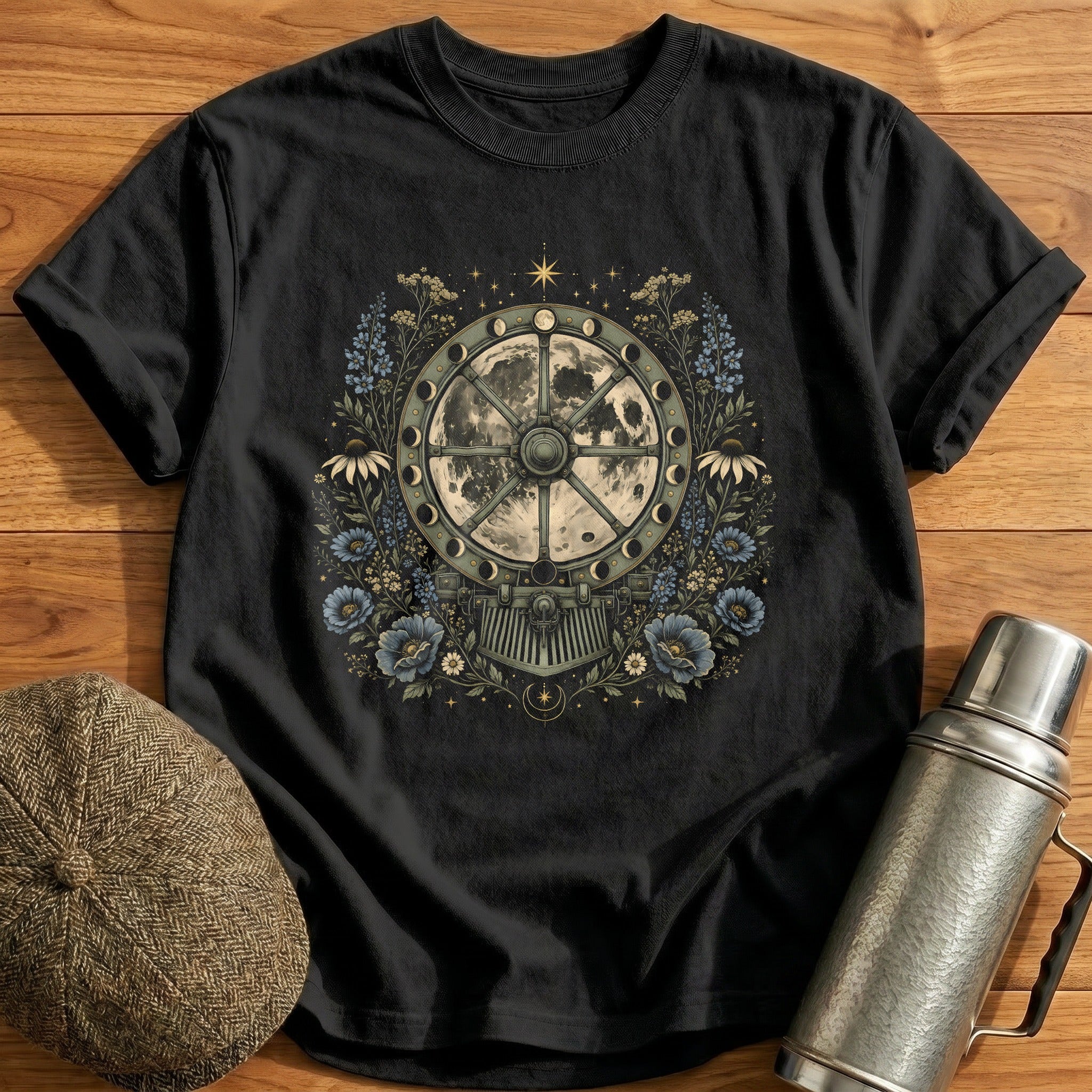 Moon Phases Celestial Astrology Vintage - Black