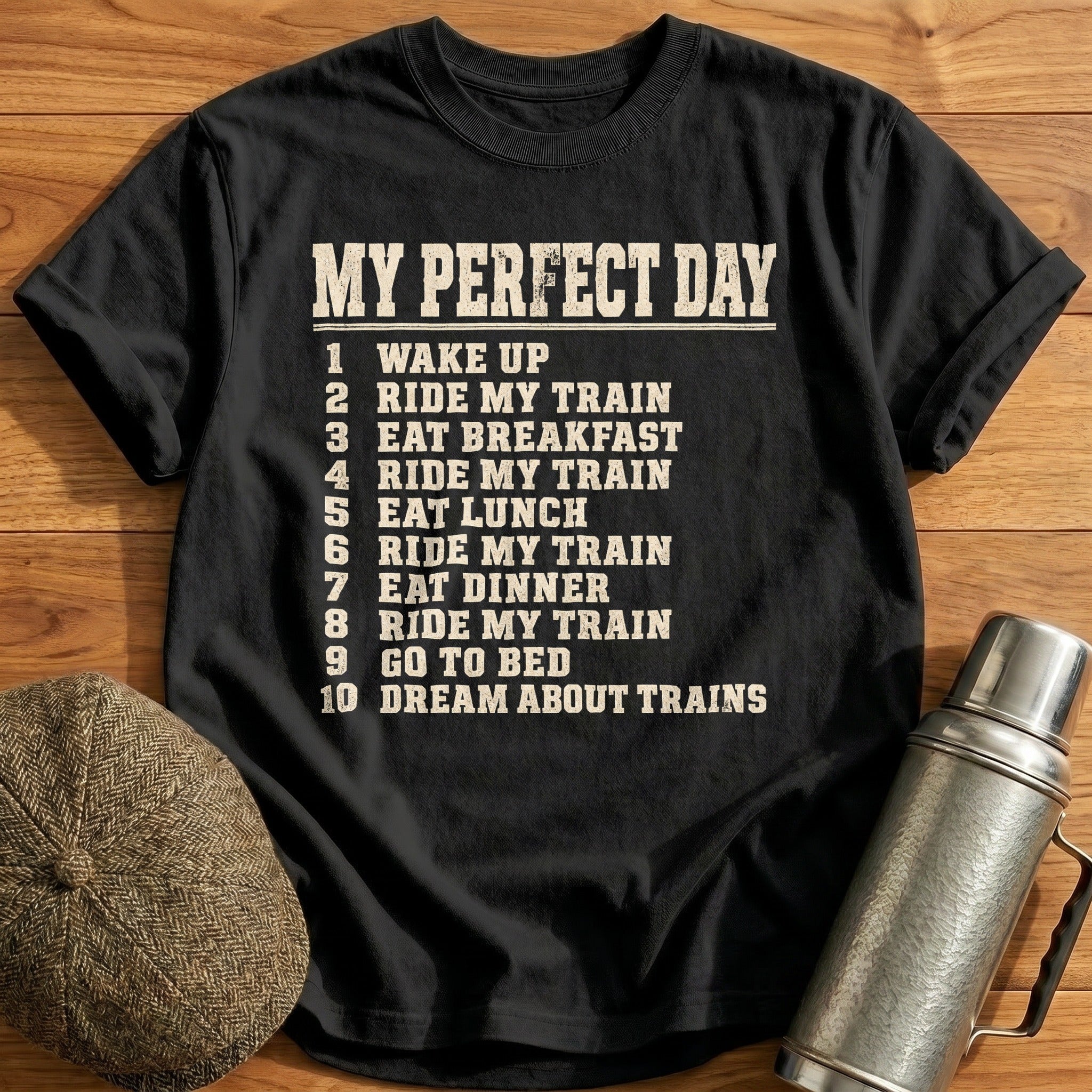 My Perfect Day Train T-Shirt - Black