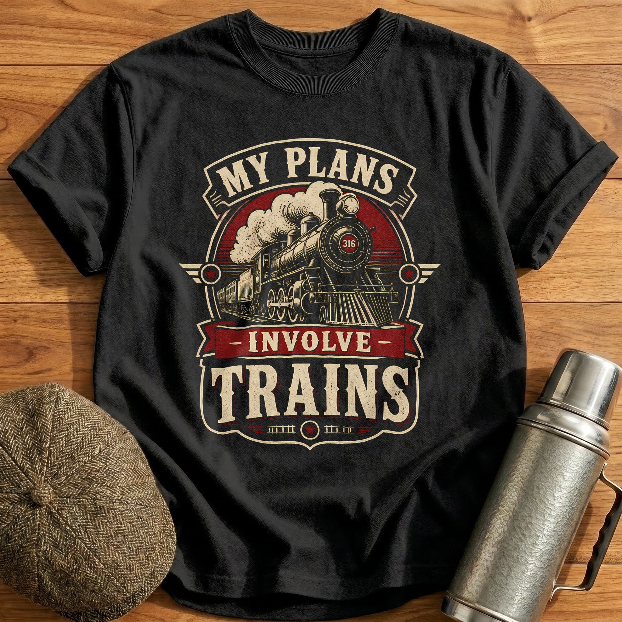 My Plans Involve Trains T-Shirt - Black