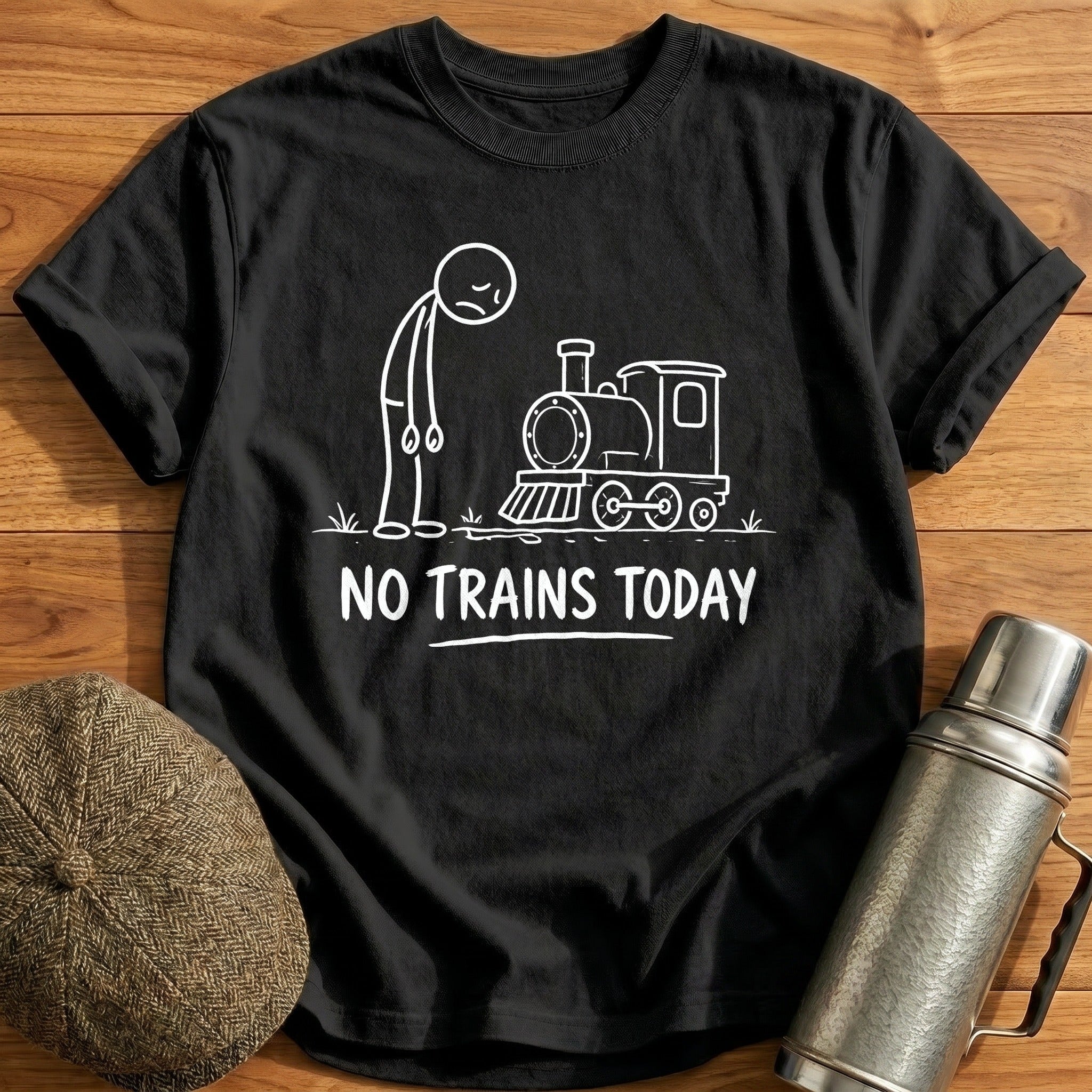 No Trains Today T-Shirt - Black