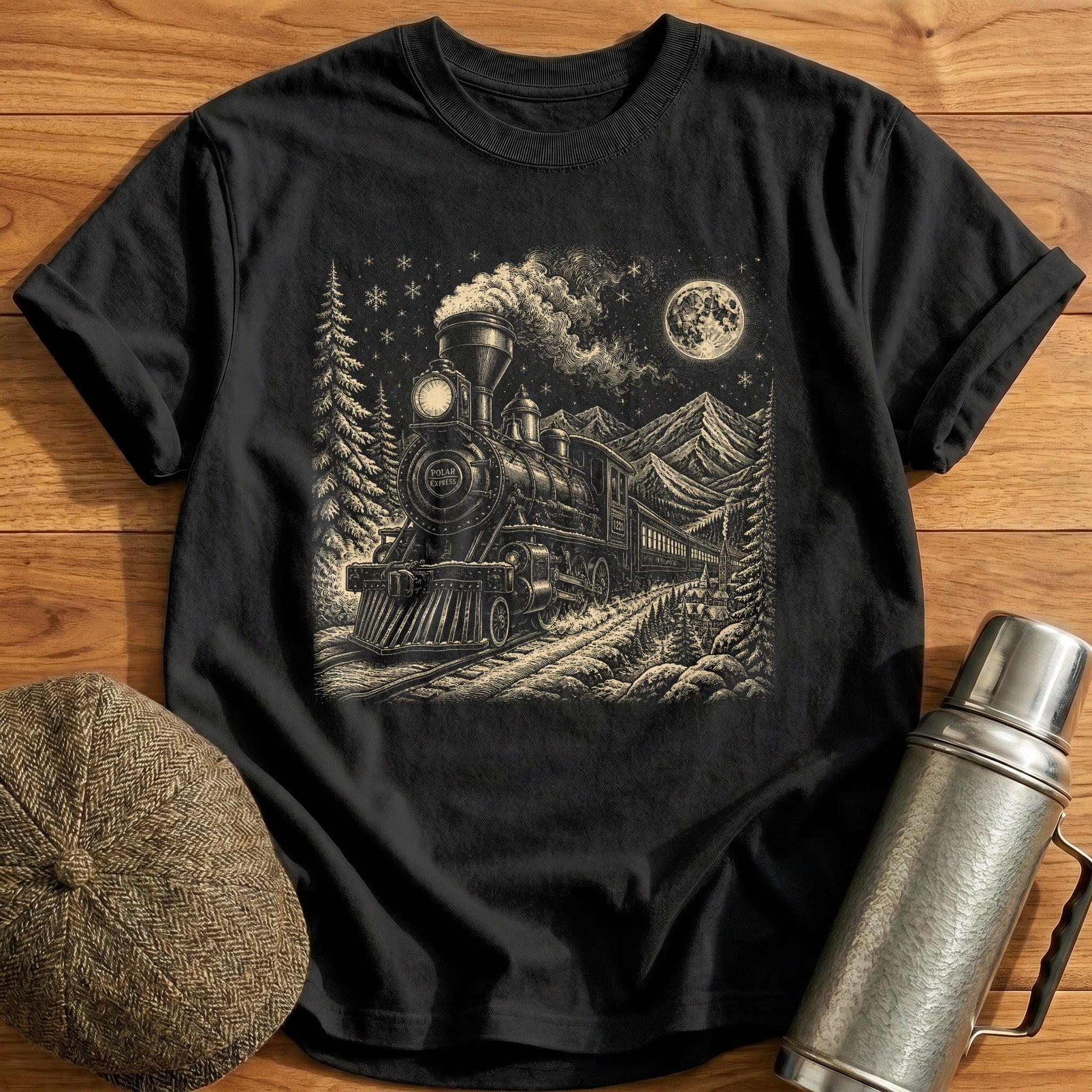 Polar Express Magic Christmas Train T-Shirt - Black