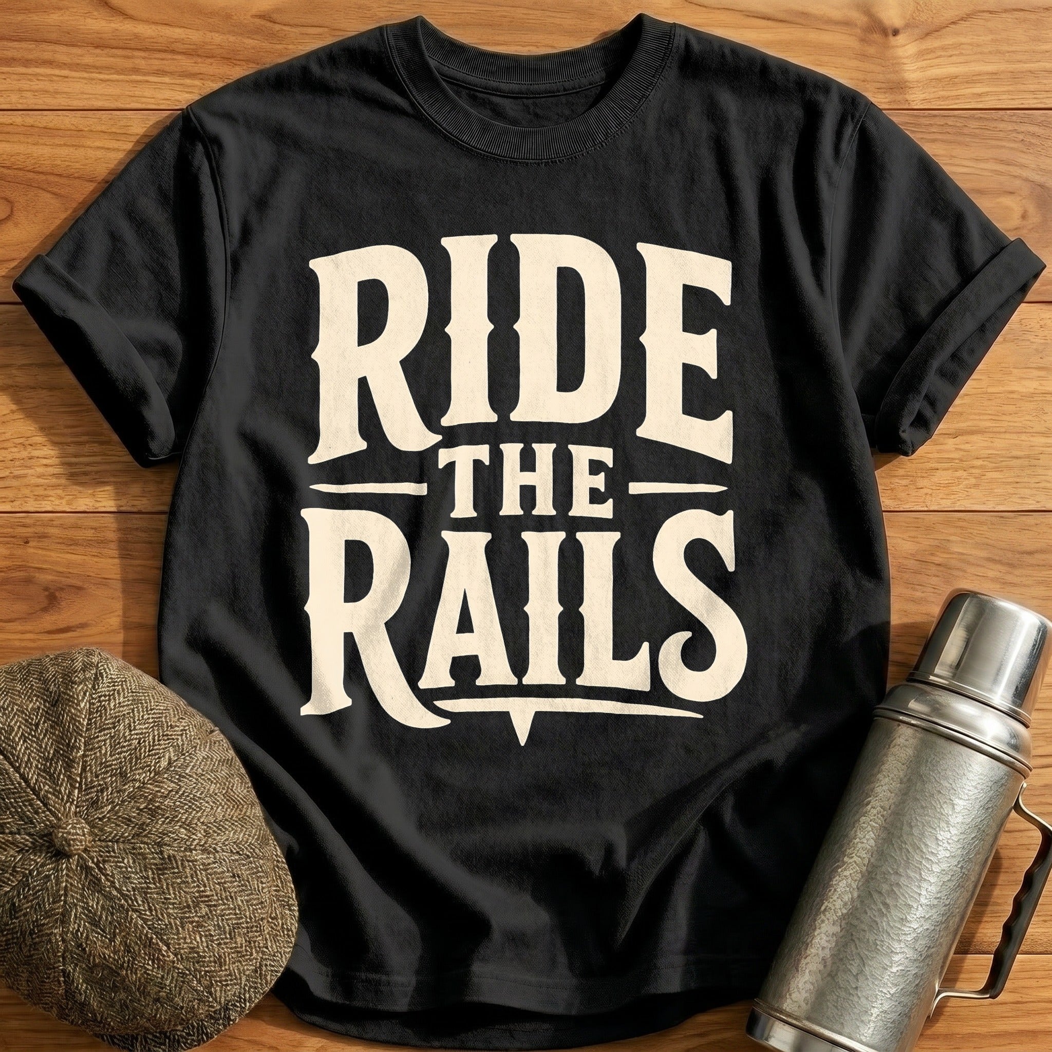 Ride The Rails Train Enthusiast Vintage - Black