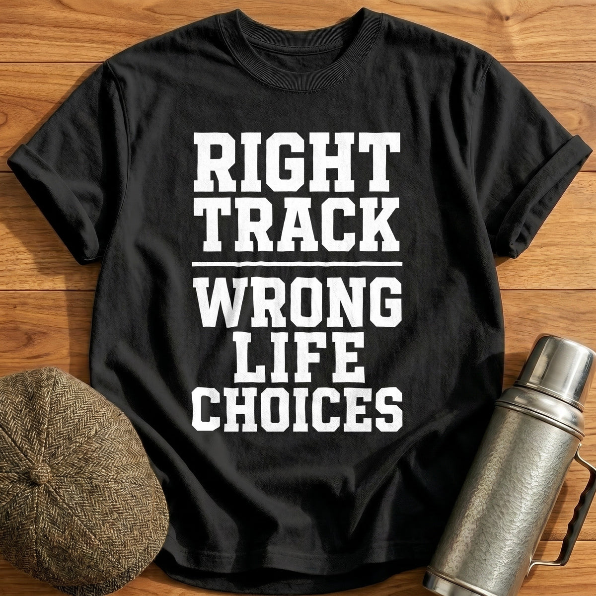 Right Track Wrong Life Choices 74 T-Shirt - Black