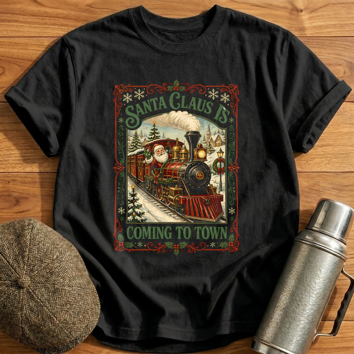 Santa Claus Is Coming To Town 93 T-Shirt - Black