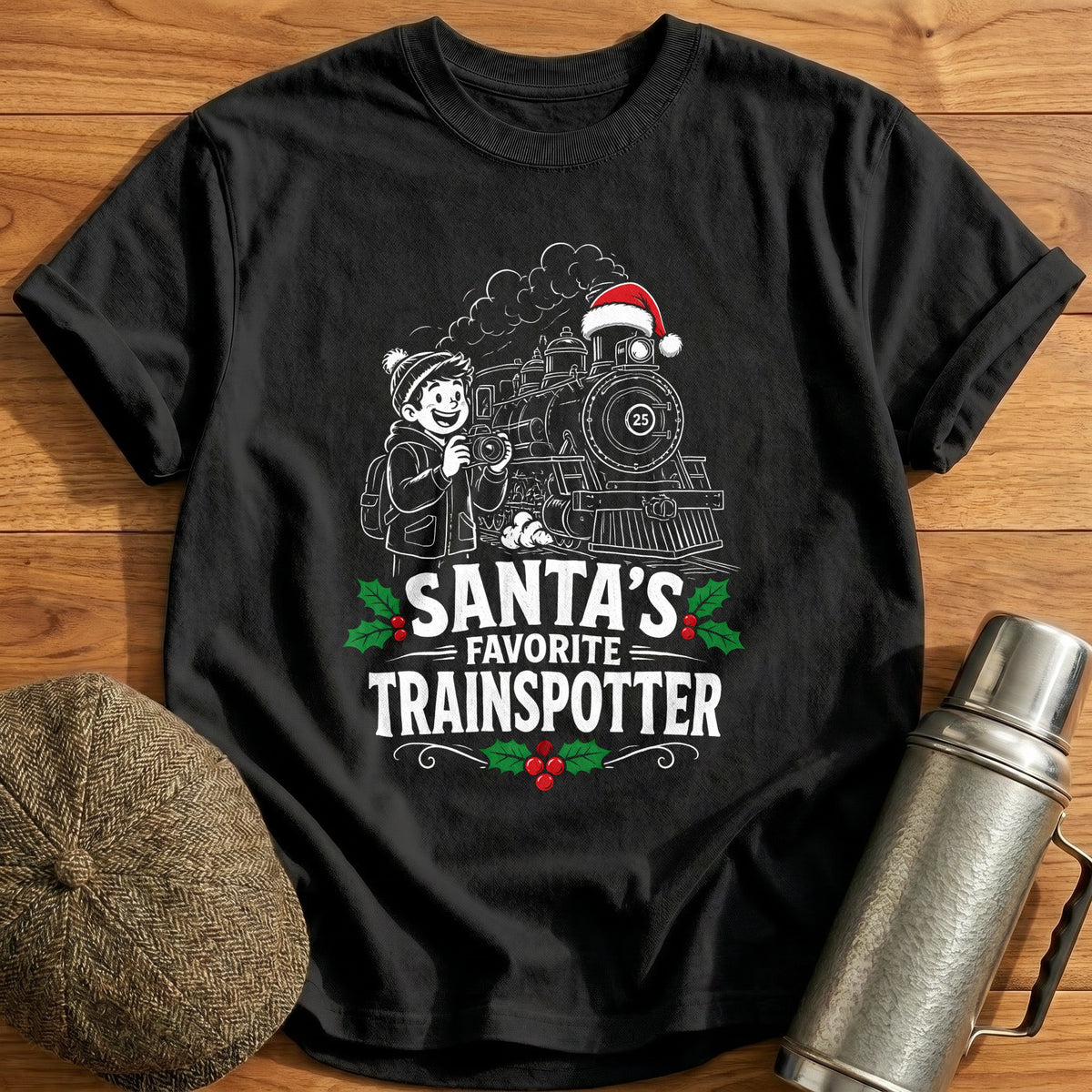 Santa's Favorite Trainspotter 66 T-Shirt - Black