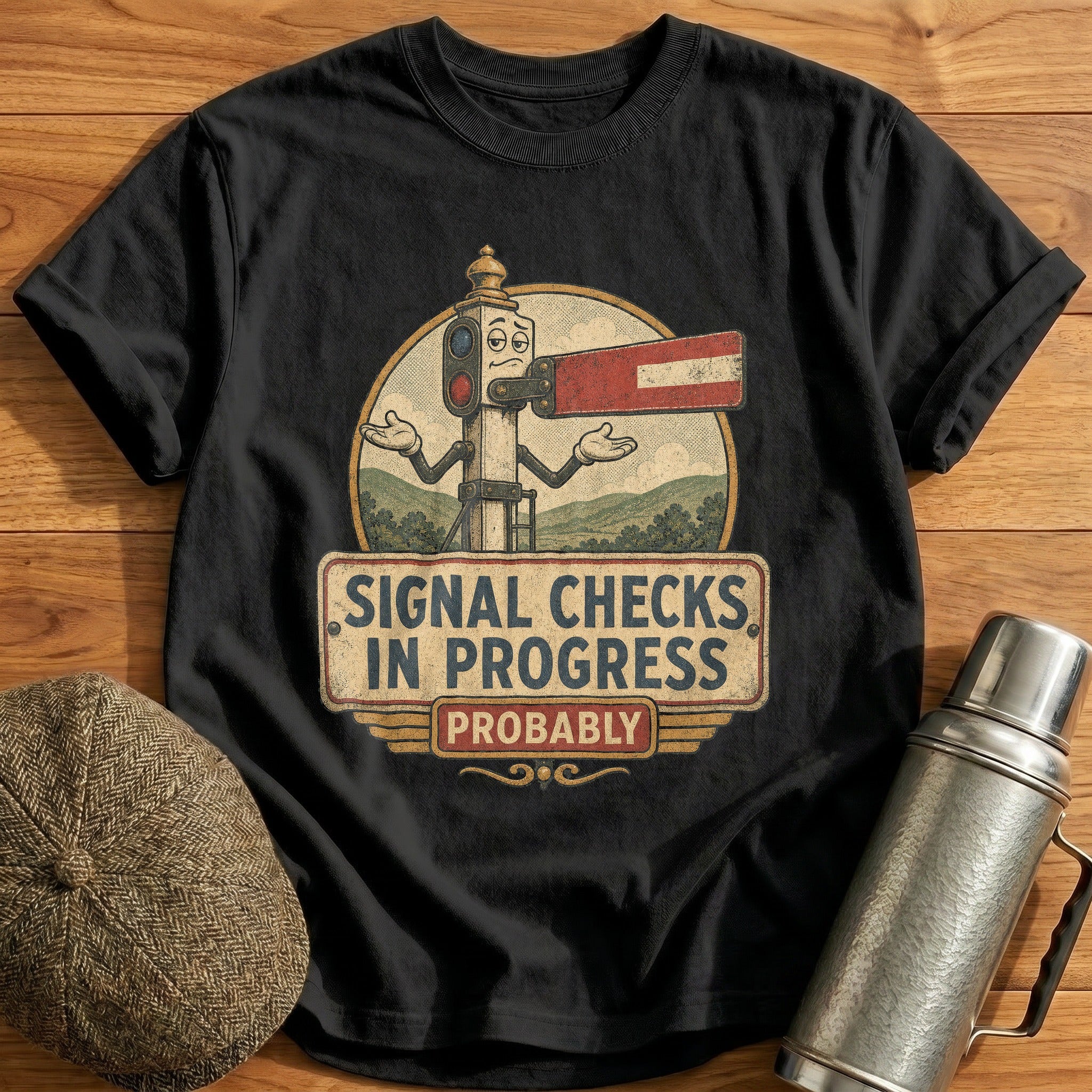 Signal Checks Probably T-Shirt - Black