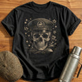 Skull Wearing Japanese Shinkansen Driver Cap Forward T-Shirt - Black