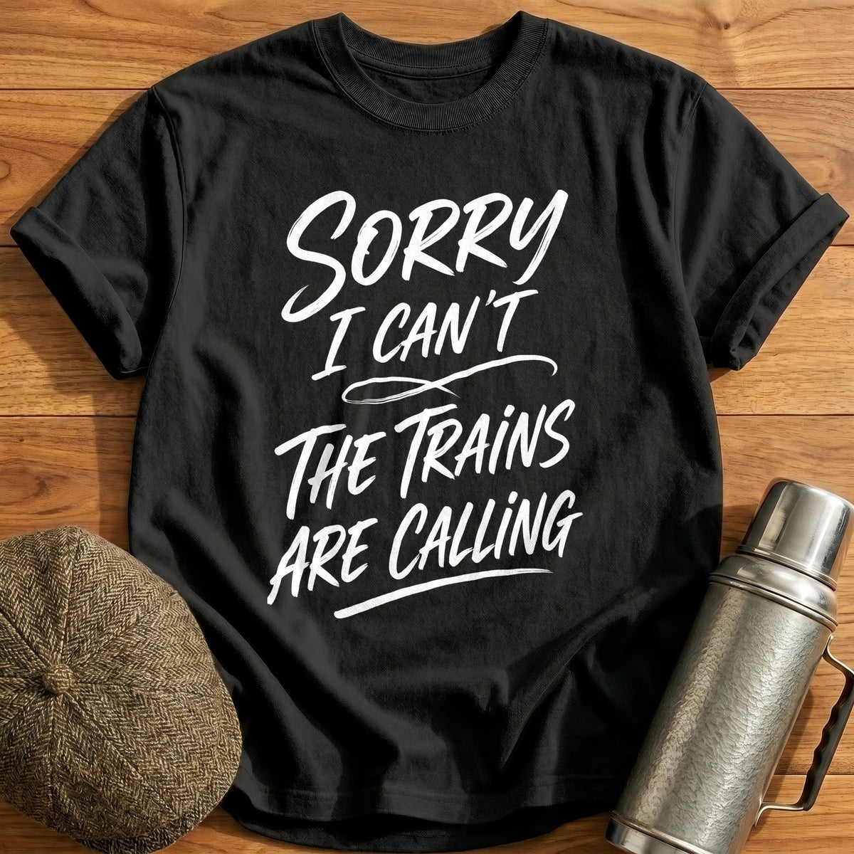 Sorry I Can't The Trains Are Calling 89 T-Shirt - Black