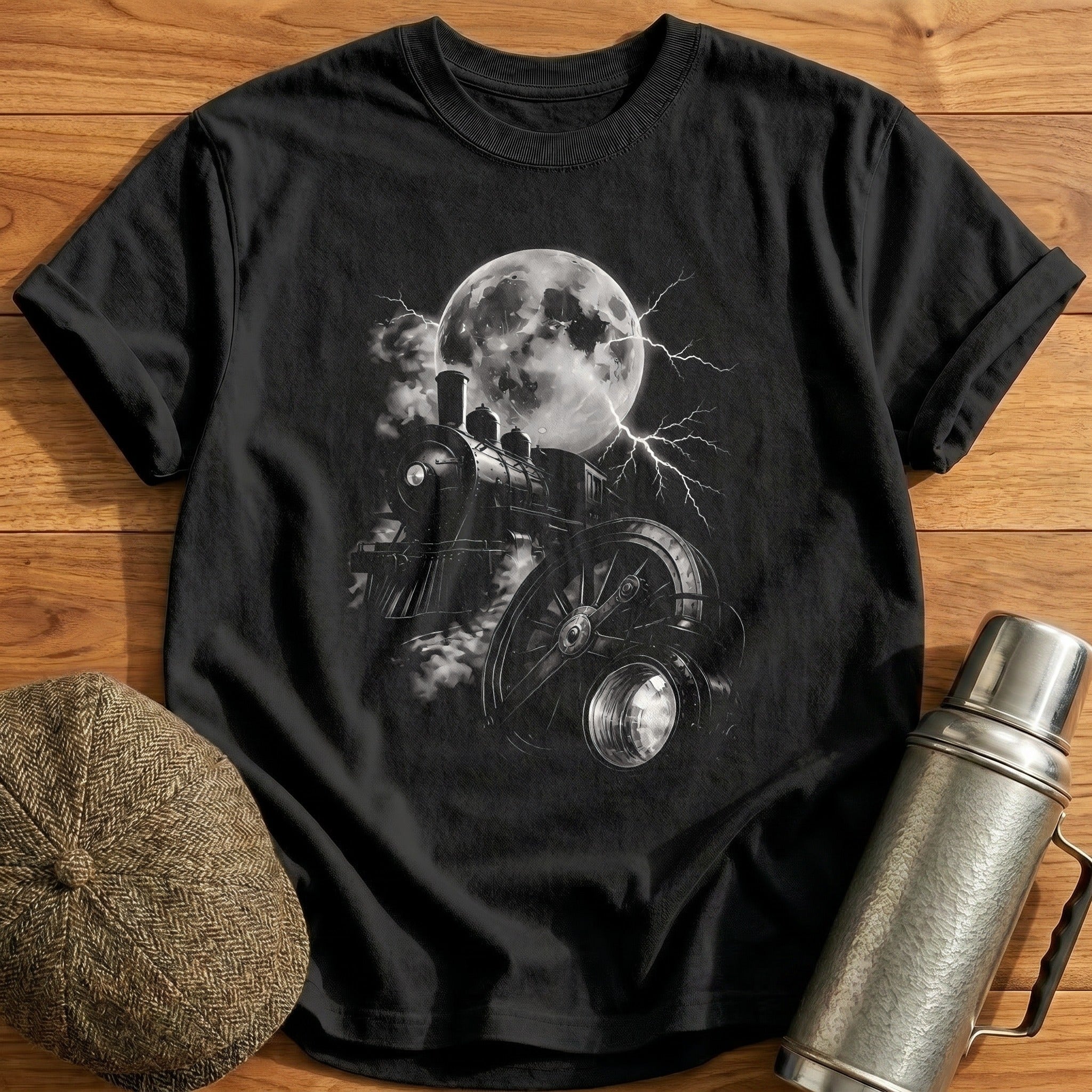 Steam Locomotive Moon Lightning Train Spotter - Black