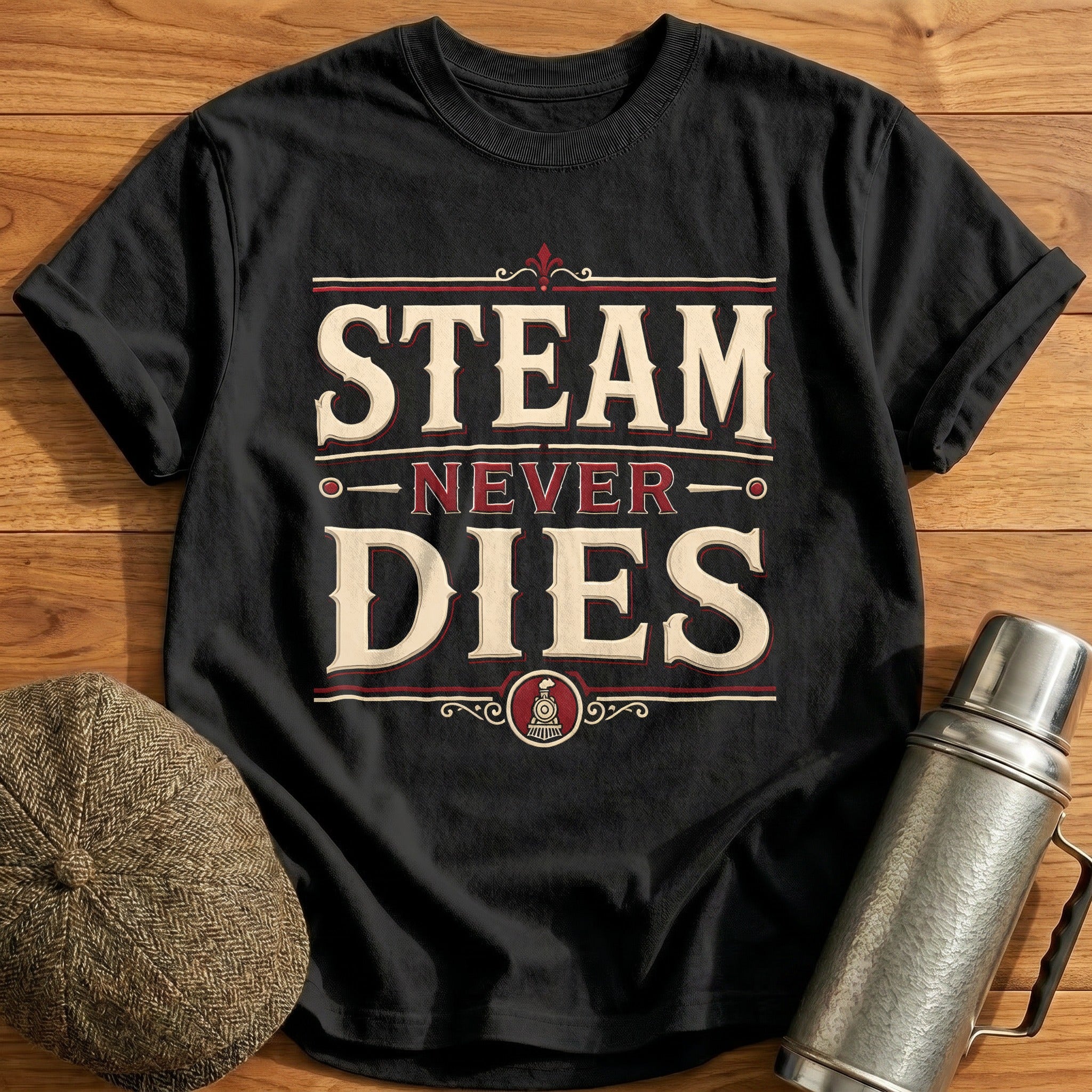 Steam Never Dies Steampunk Locomotive - Black
