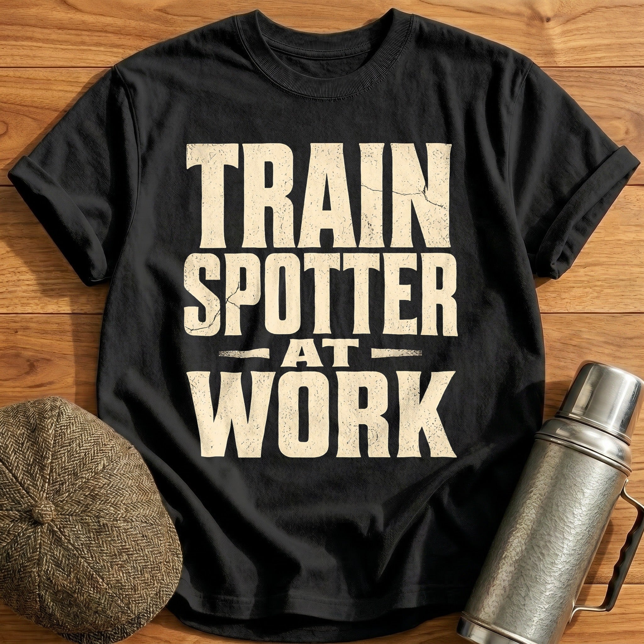 Train Spotter At Work Vintage - Black
