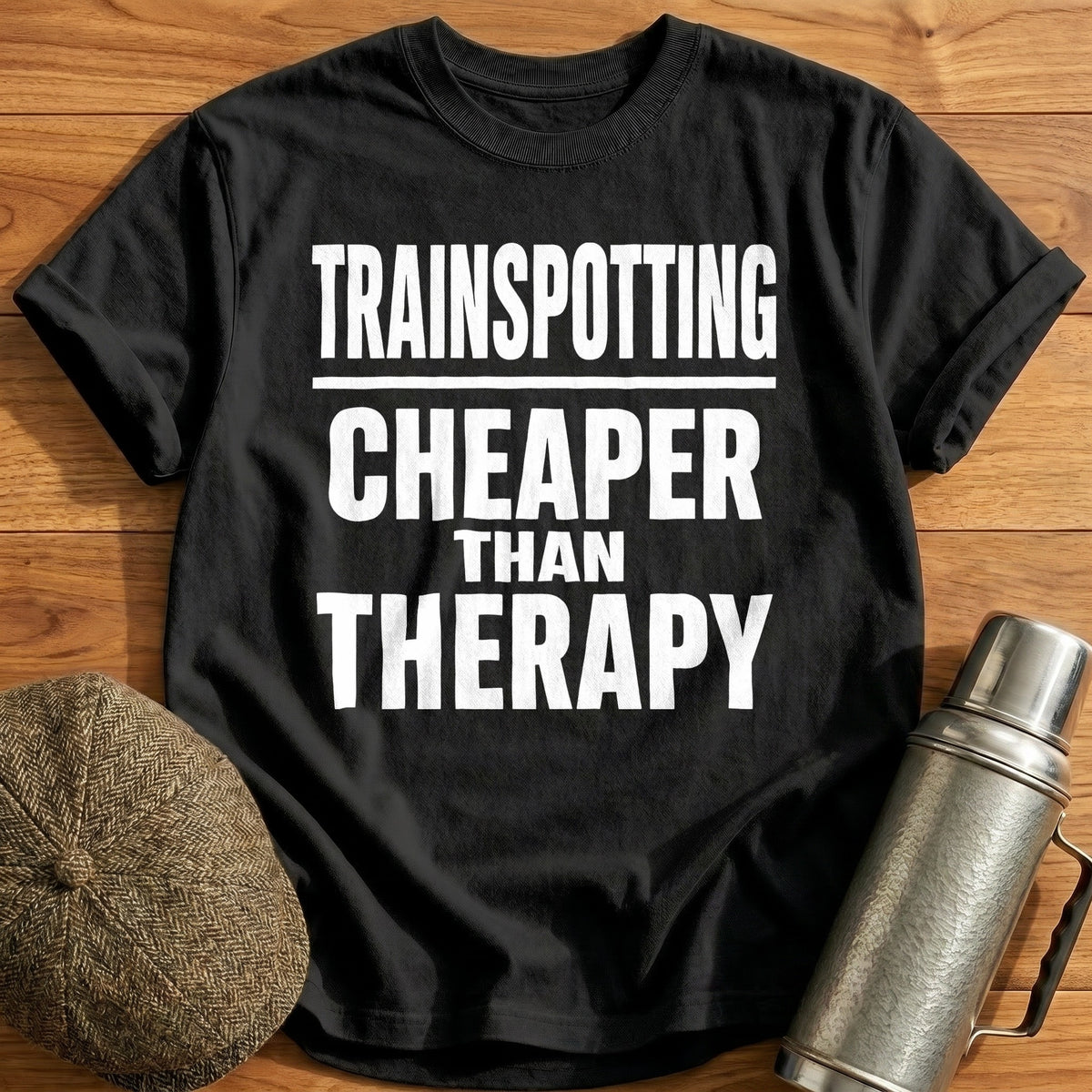 Trainspotting Cheaper Than Therapy 34 T-Shirt - Black