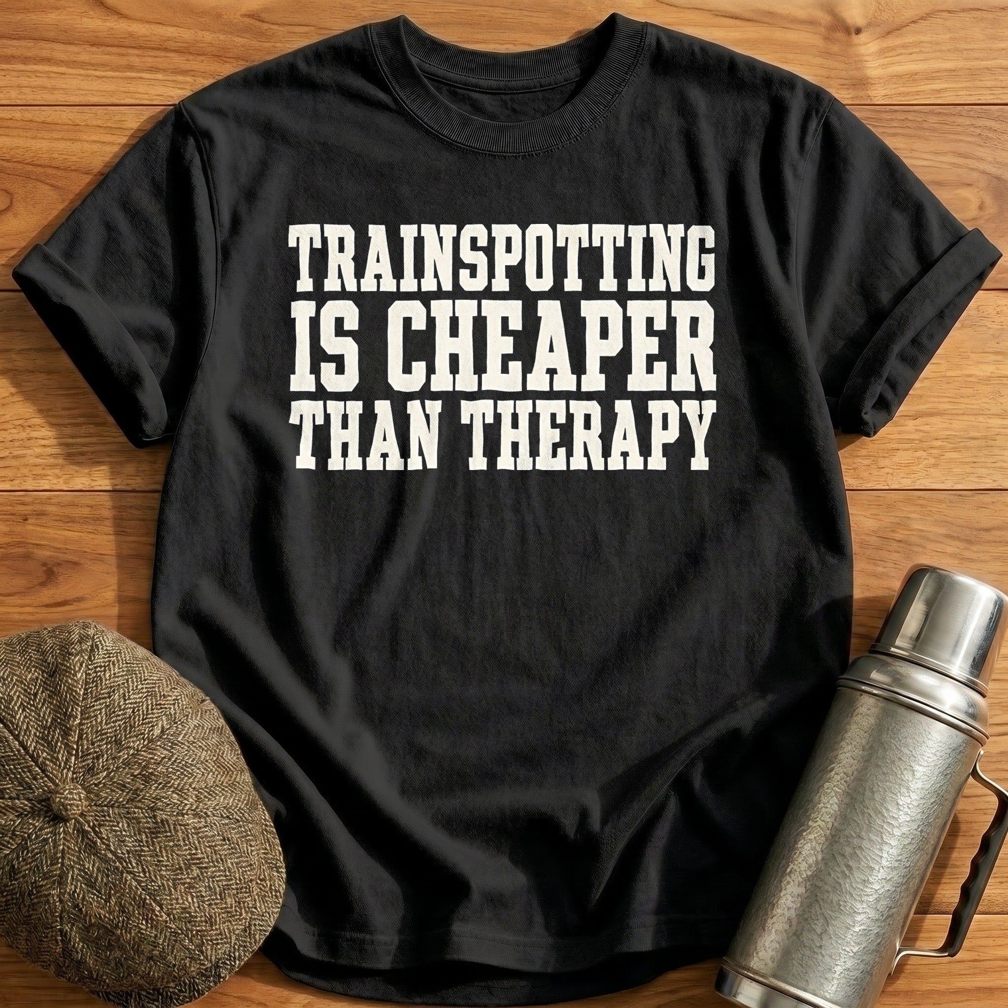 Trainspotting Is Cheaper Than Therapy 88 T-Shirt - Black