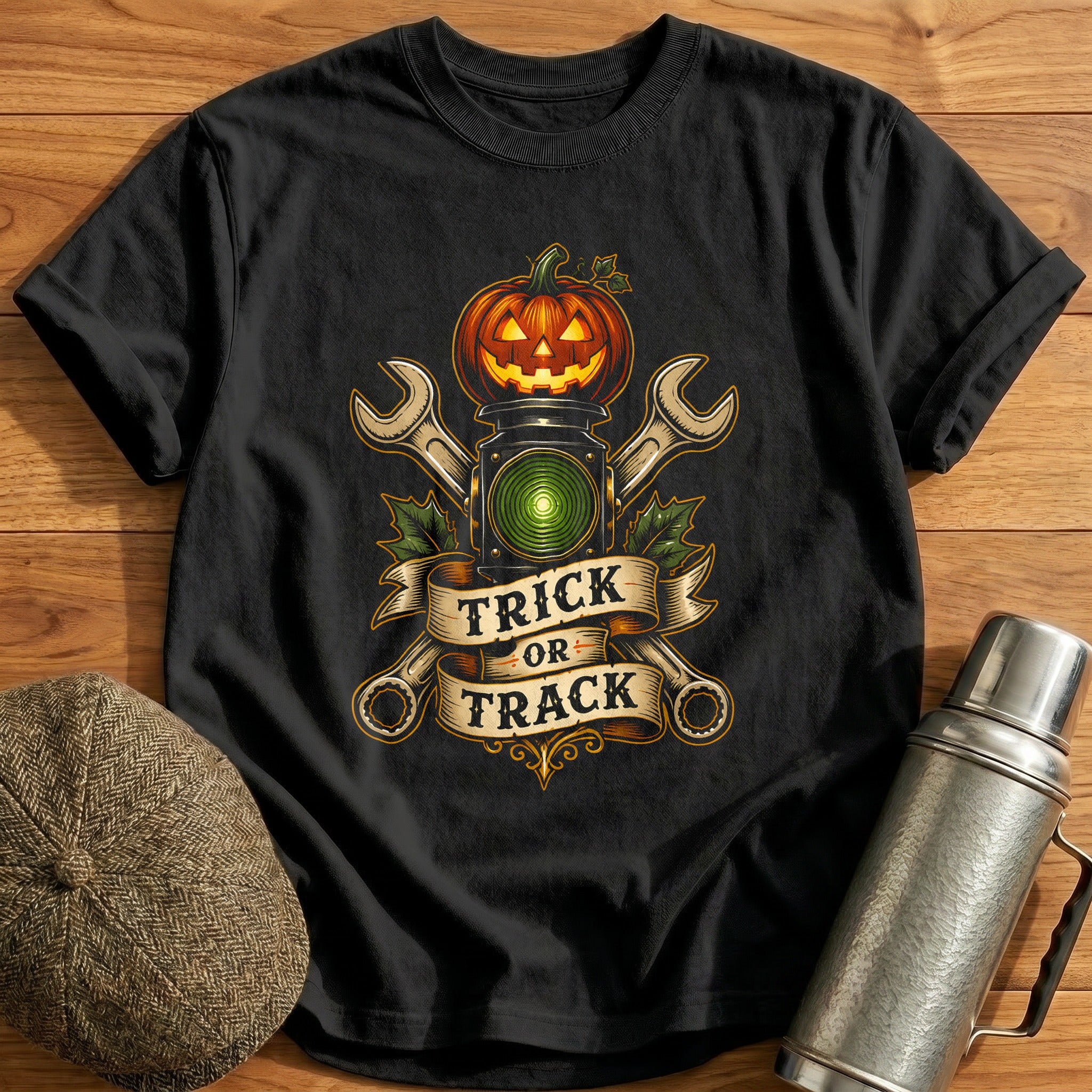 Trick Or Track T-Shirt - Black