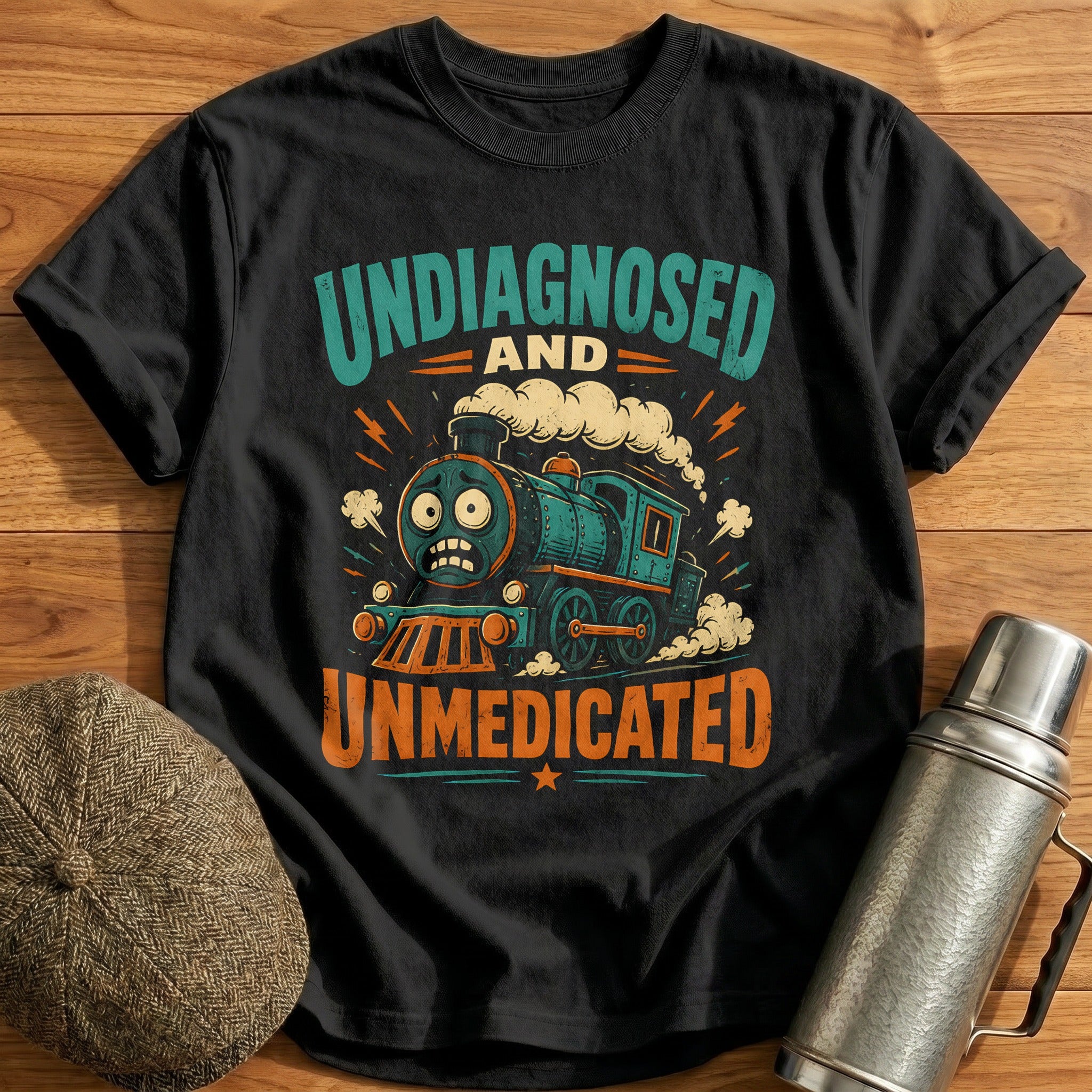 Undiagnosed And Unmedicated Train Spotter Funny - Black