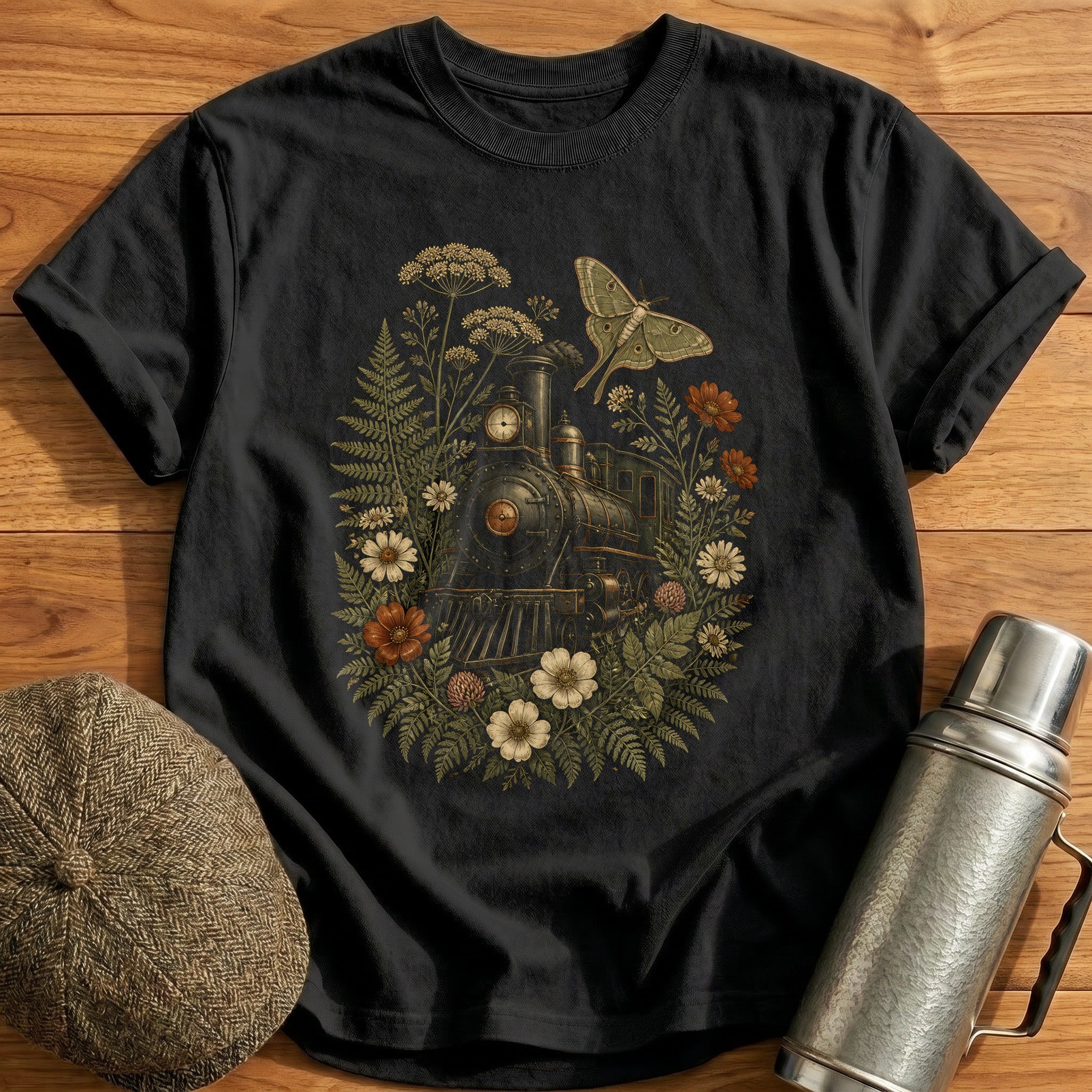 Wildflower & Steam T-Shirt - Black