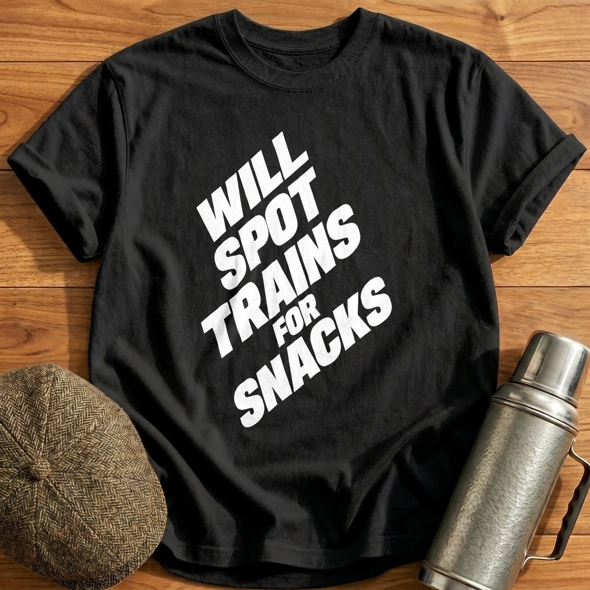 Will Spot Trains For Snacks 18 T-Shirt - Black