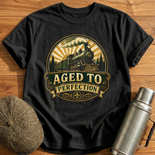 Aged to Perfection Train T-Shirt - Black