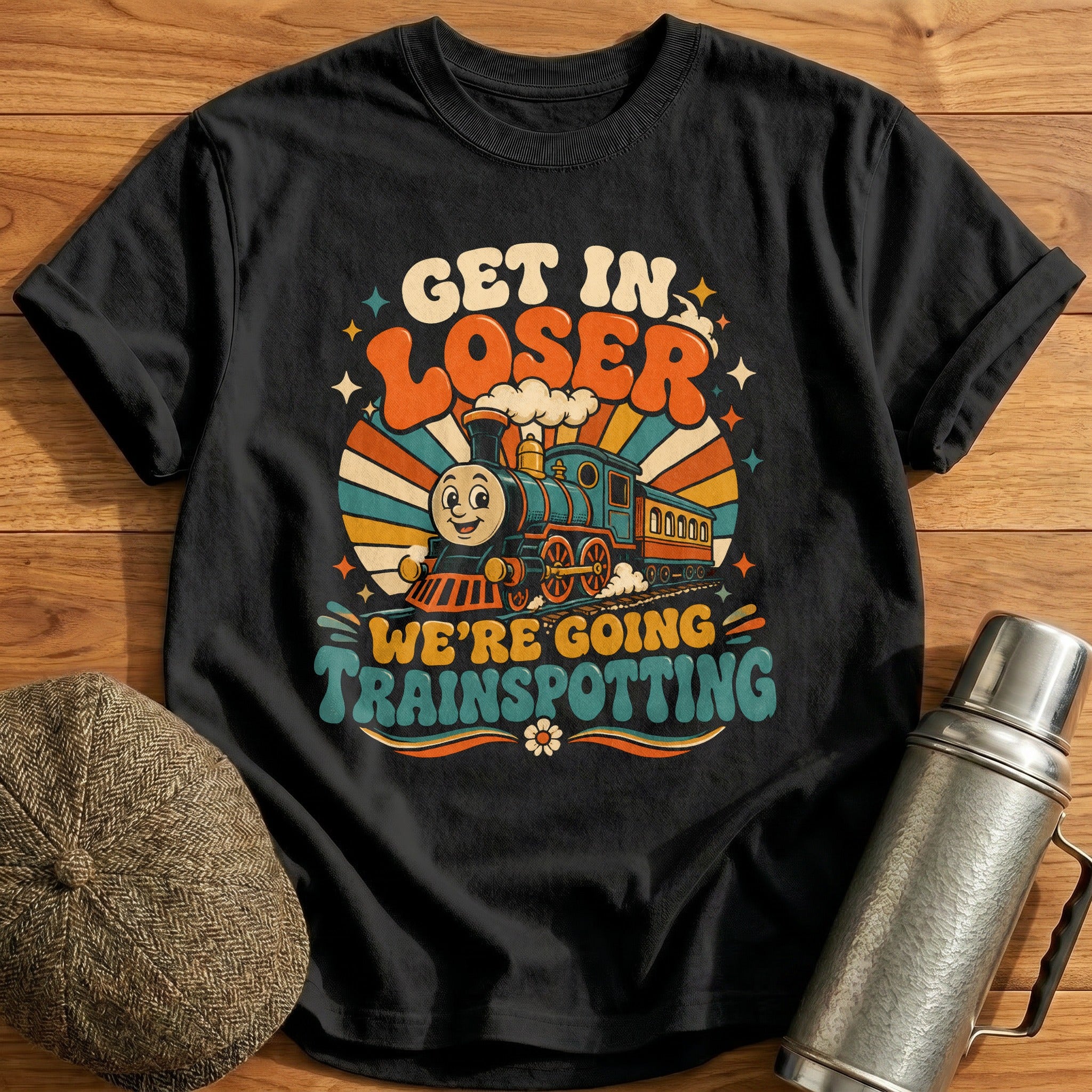 Get in Loser Trainspotting Groovy T-Shirt - Black