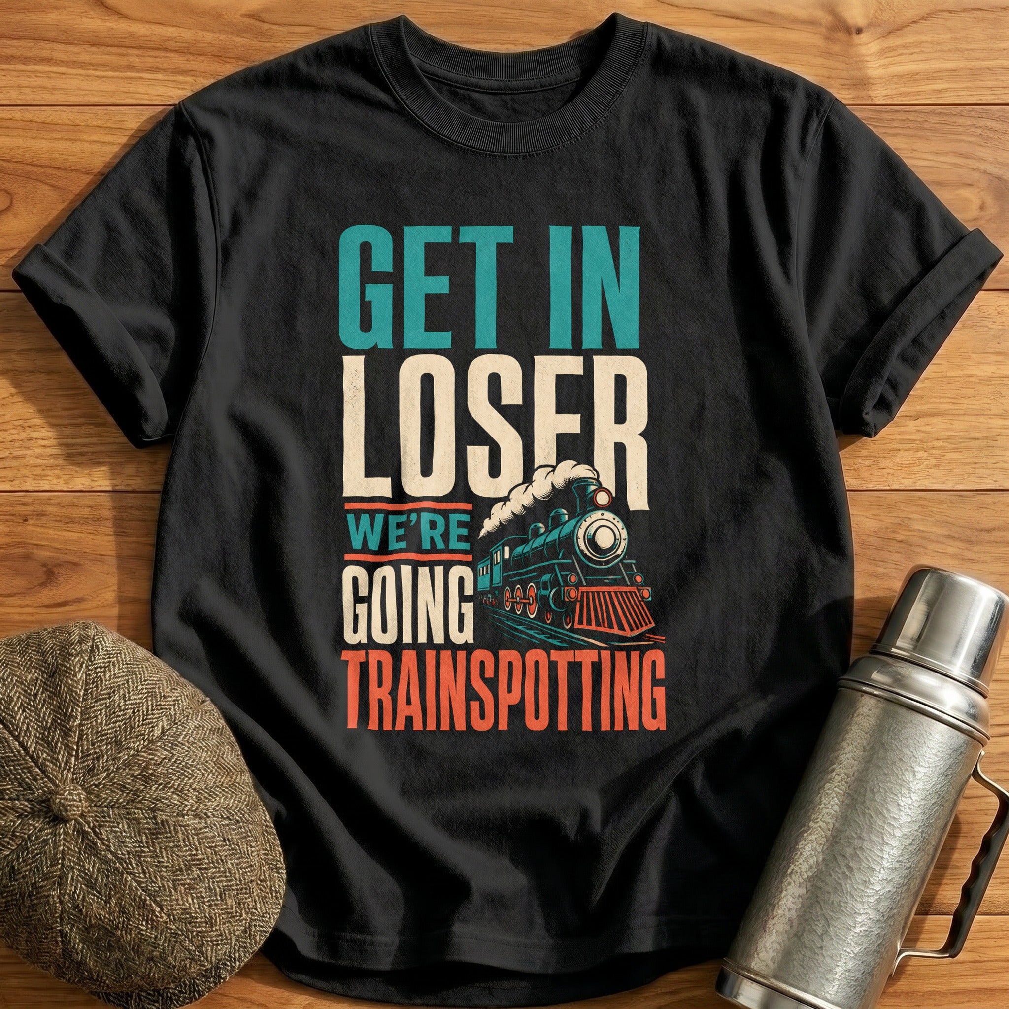 Get in Loser Trainspotting Typo T-Shirt - Black