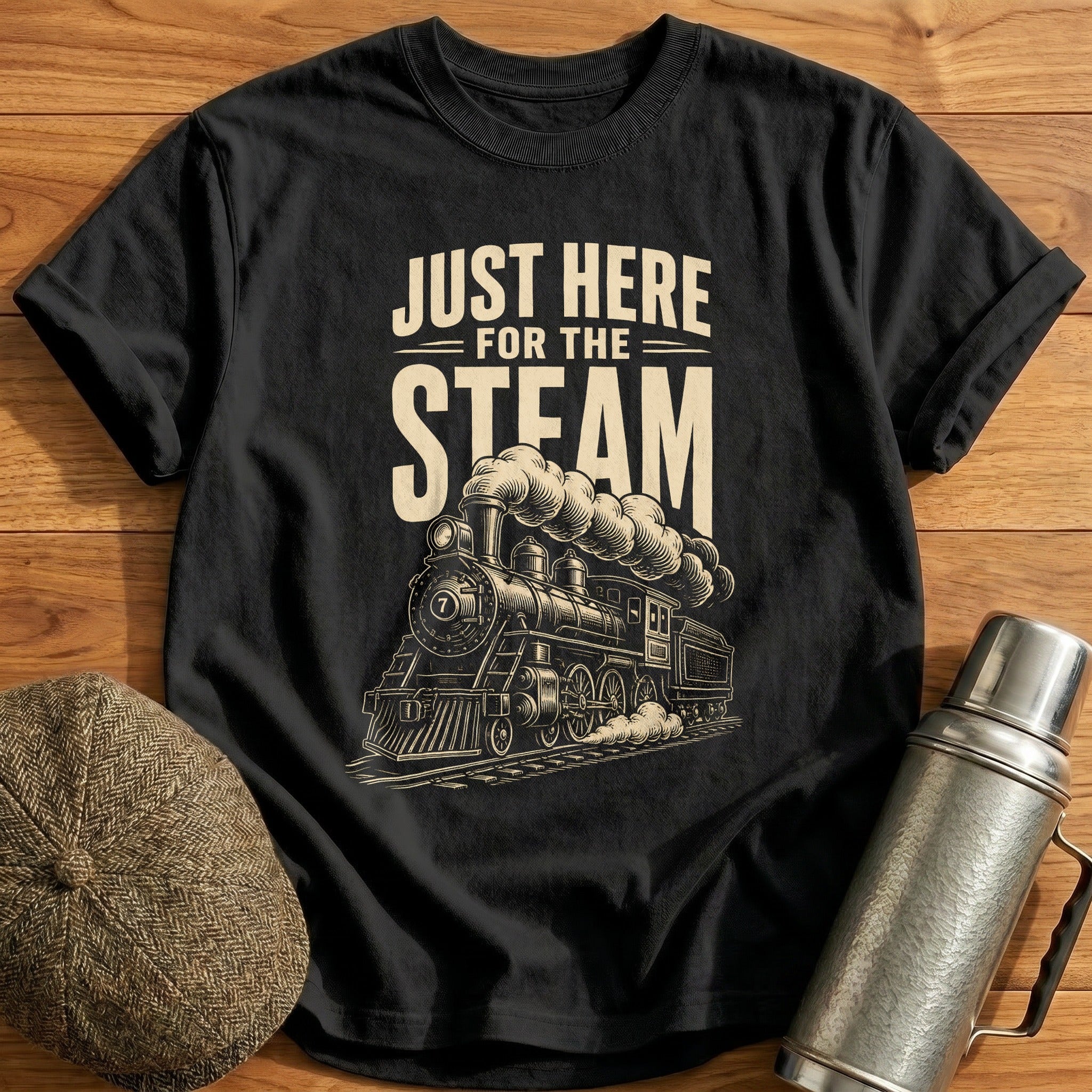 Just Here for the Steam T-Shirt - Black