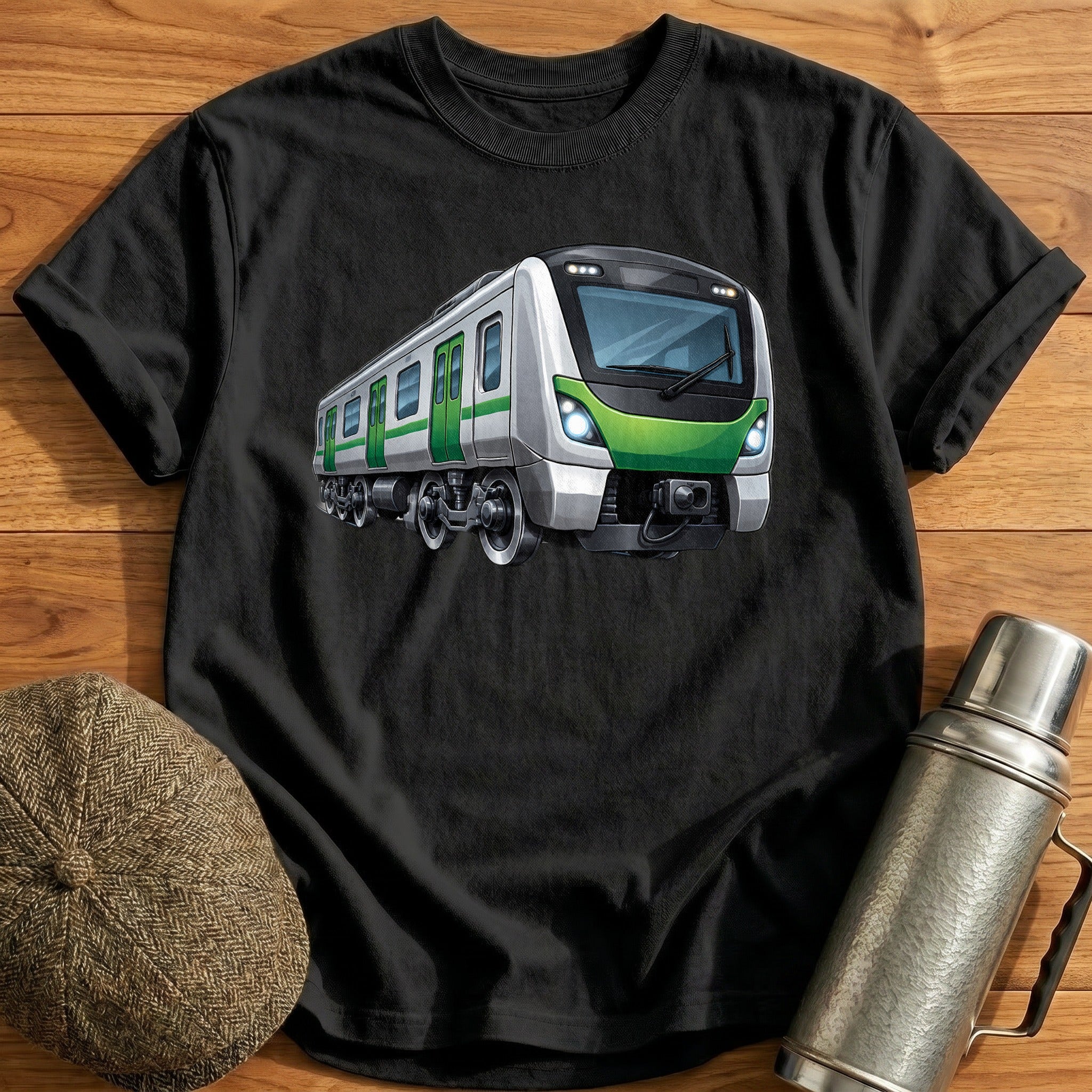 Metrotrain Front34 T-Shirt - Black