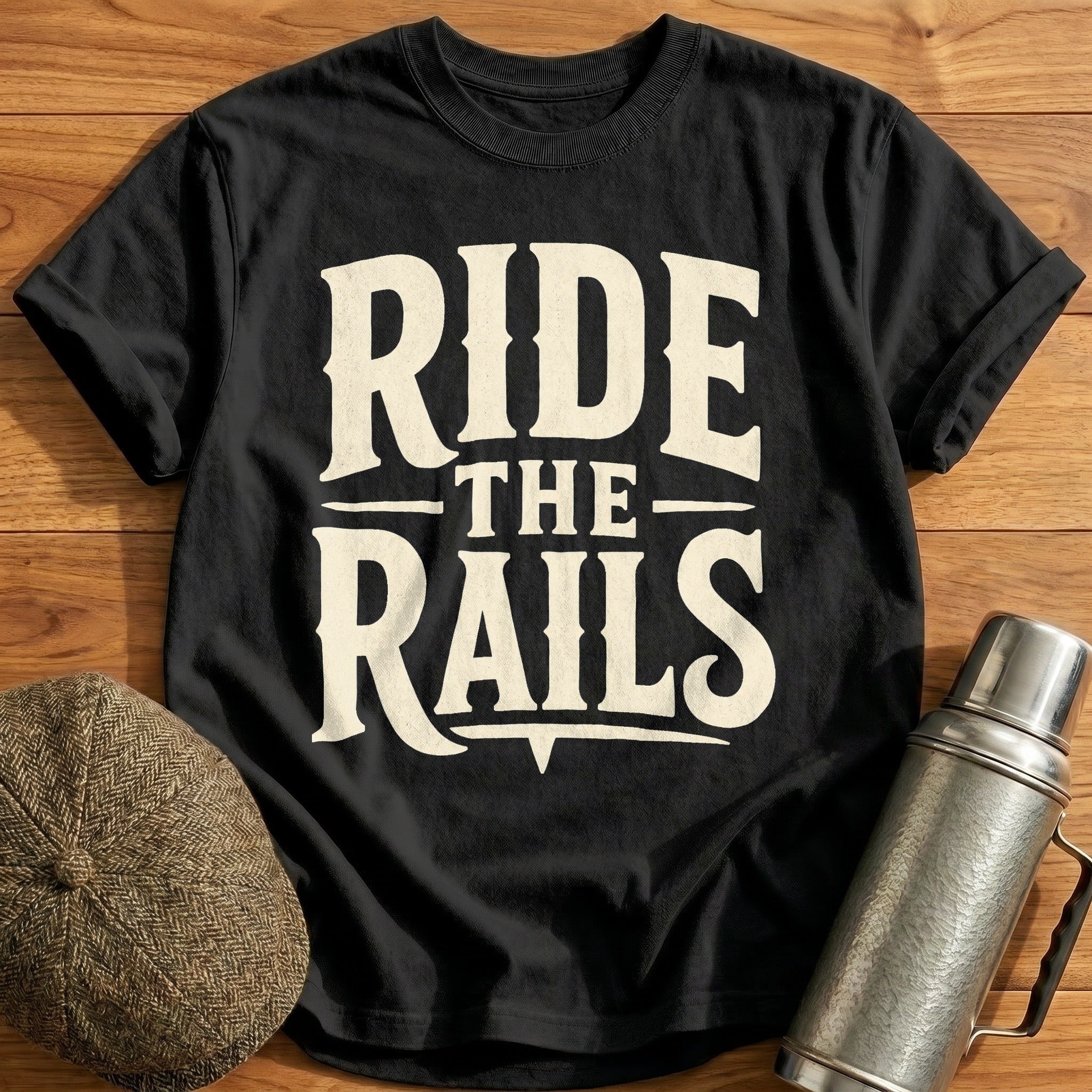 Ride the Rails Type T-Shirt - Black