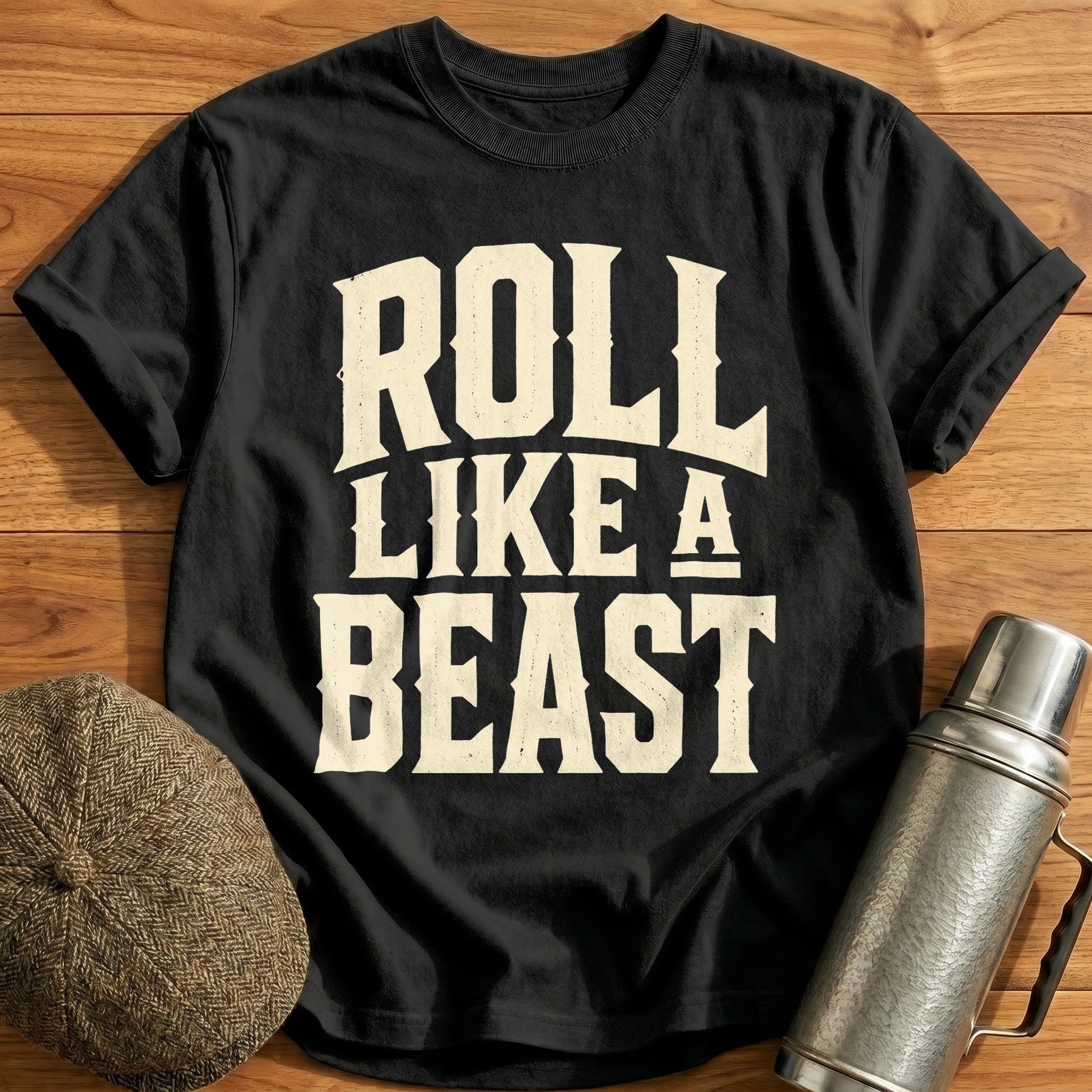 Roll Like a Beast Type T-Shirt - Black