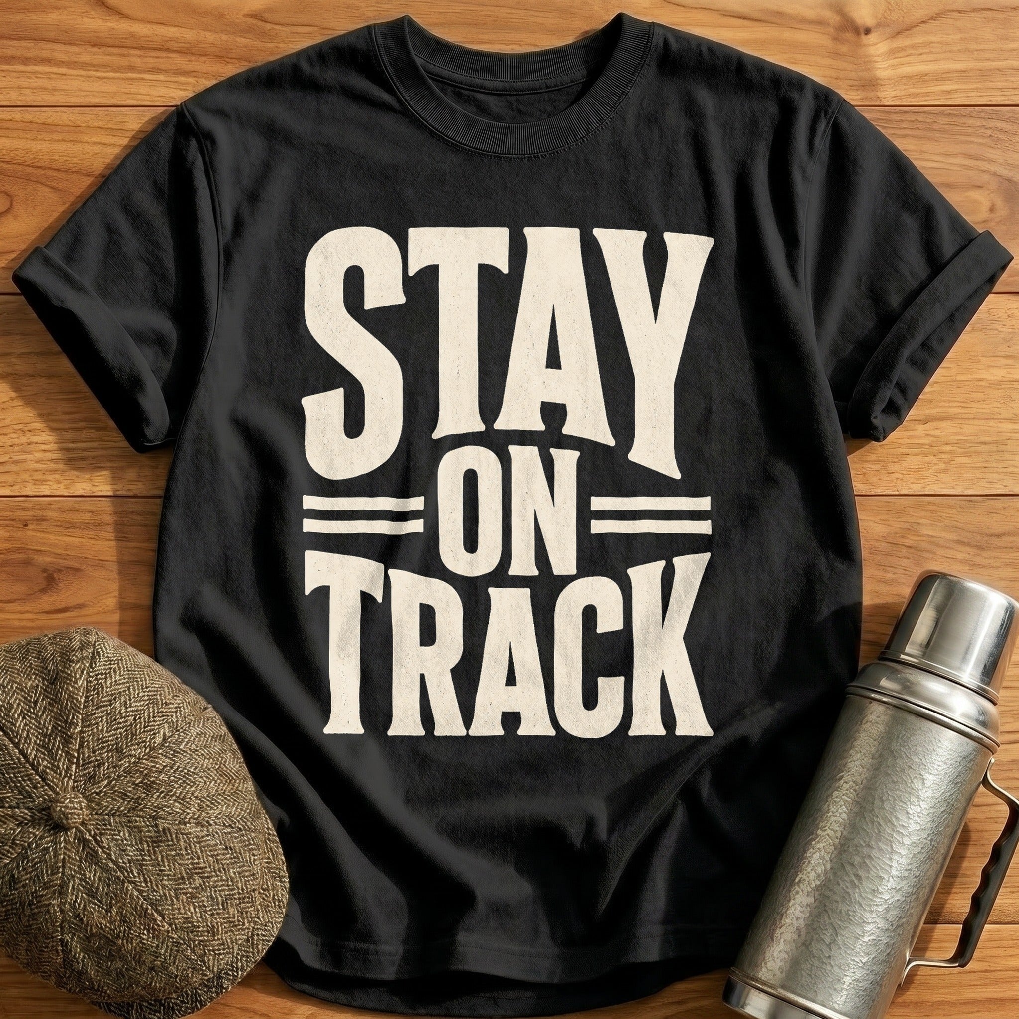 Stay on Track Type T-Shirt - Black