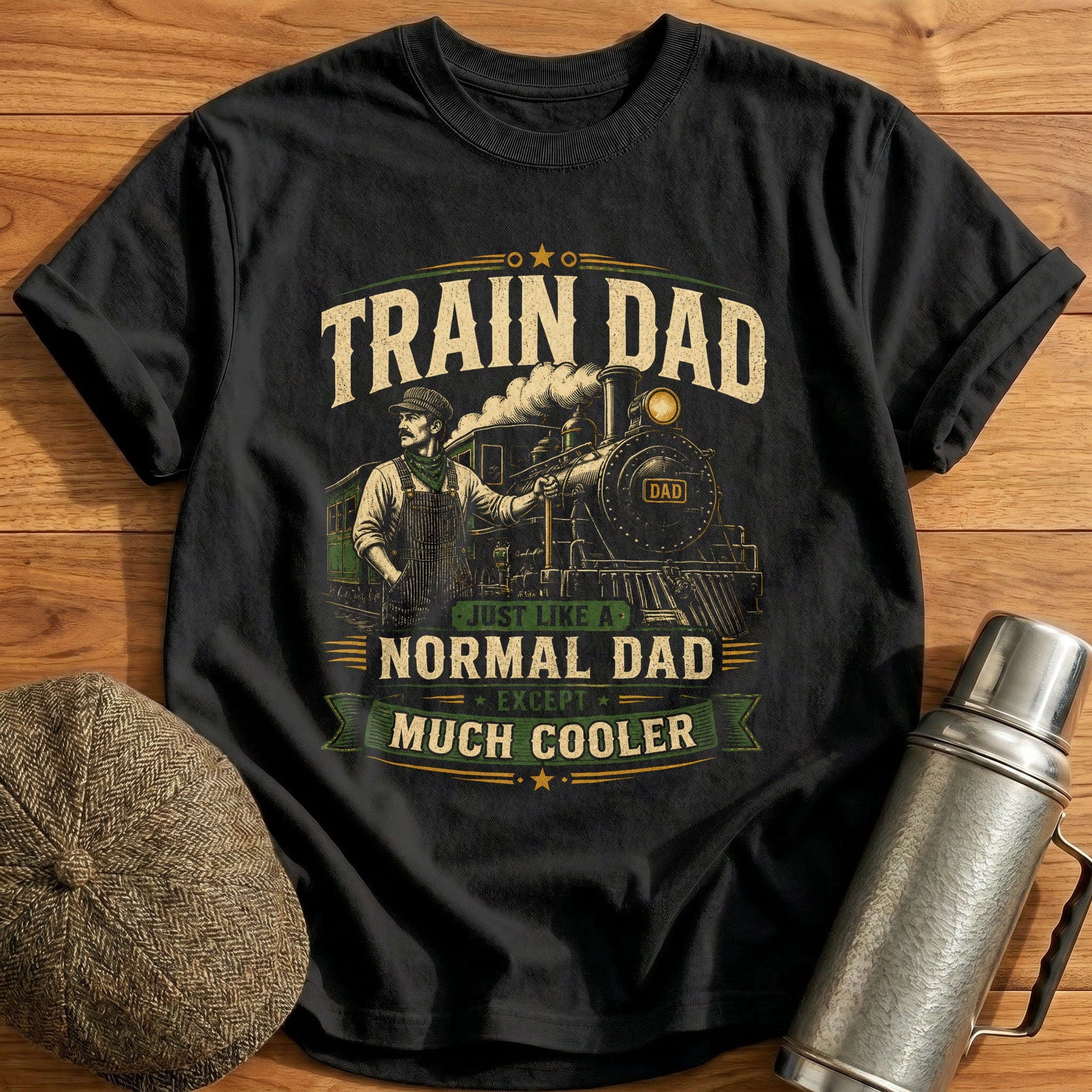 Train Dad Cooler T-Shirt - Black