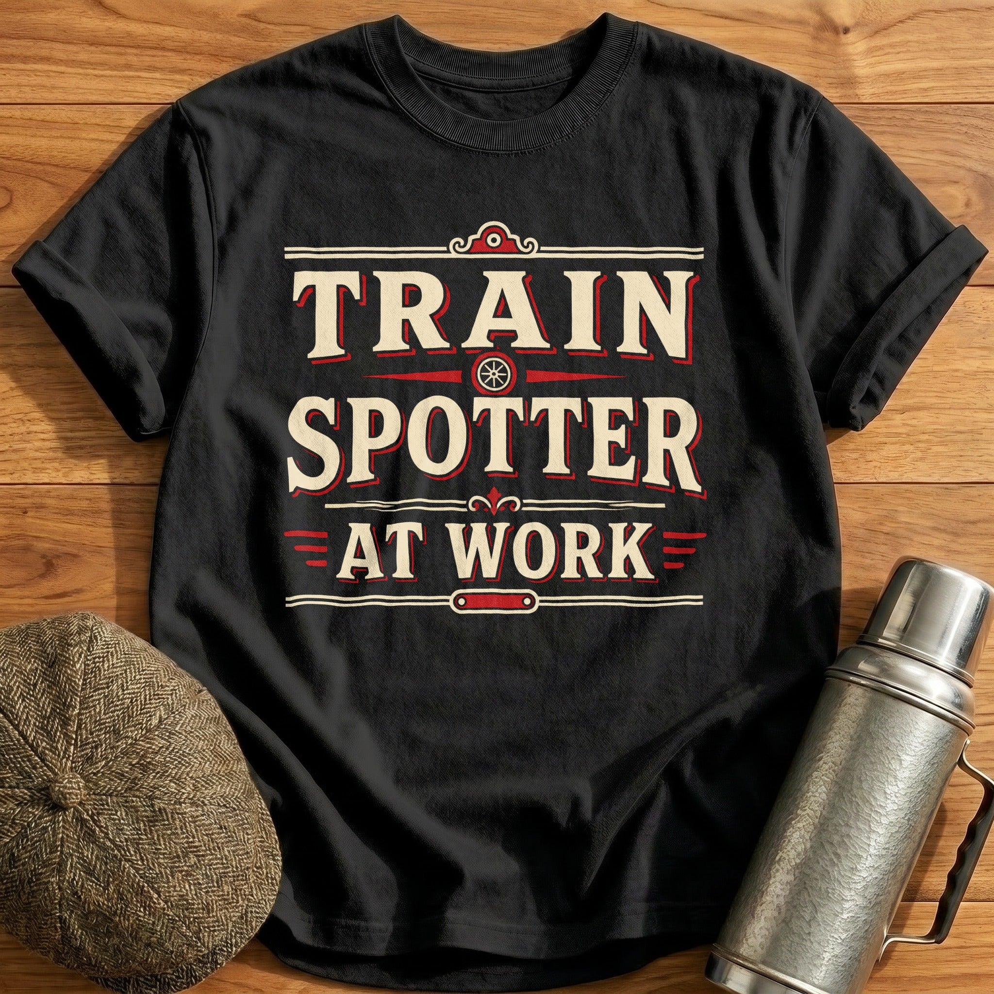 Train Spotter at Work T-Shirt - Black