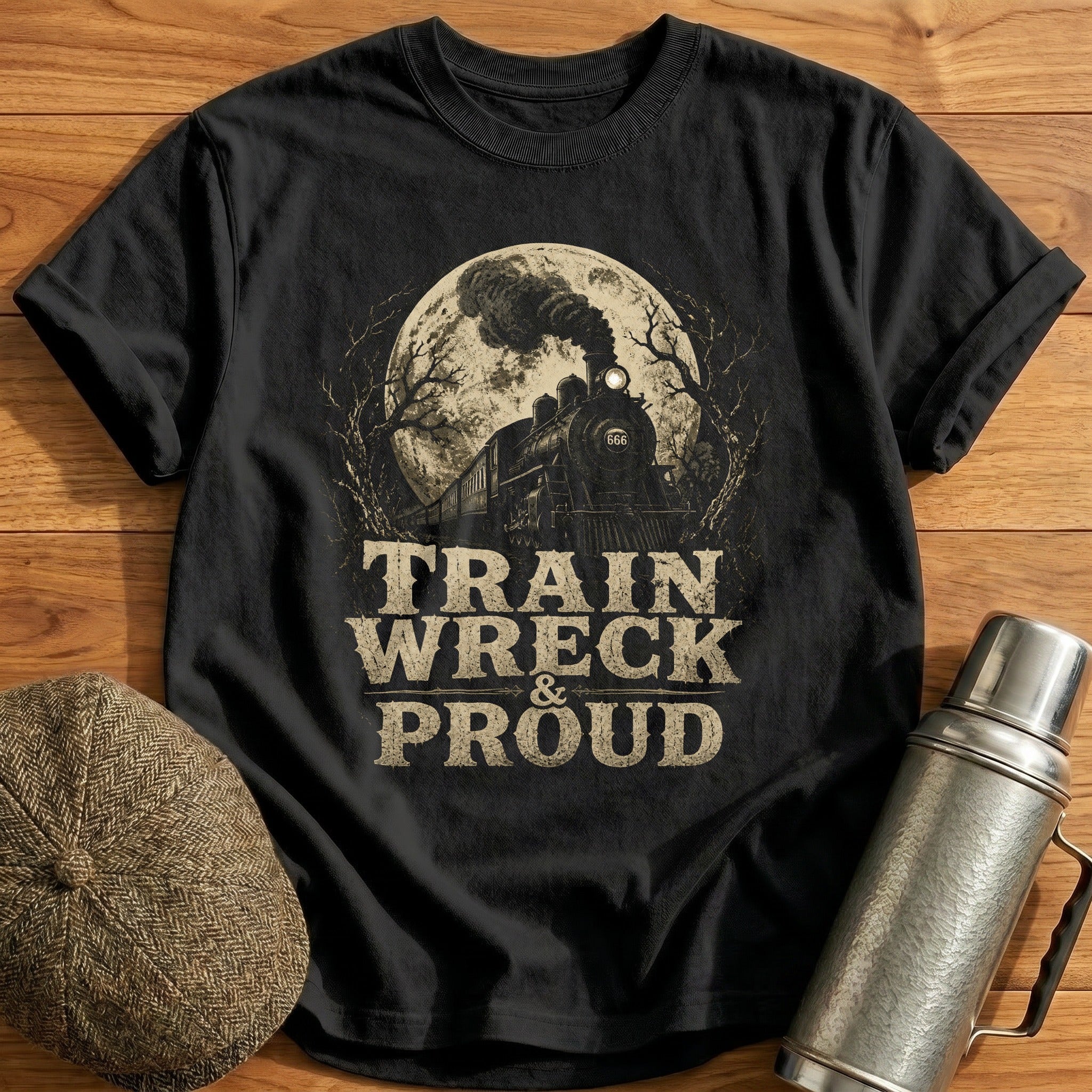 Train Wreck and Proud T-Shirt - Black