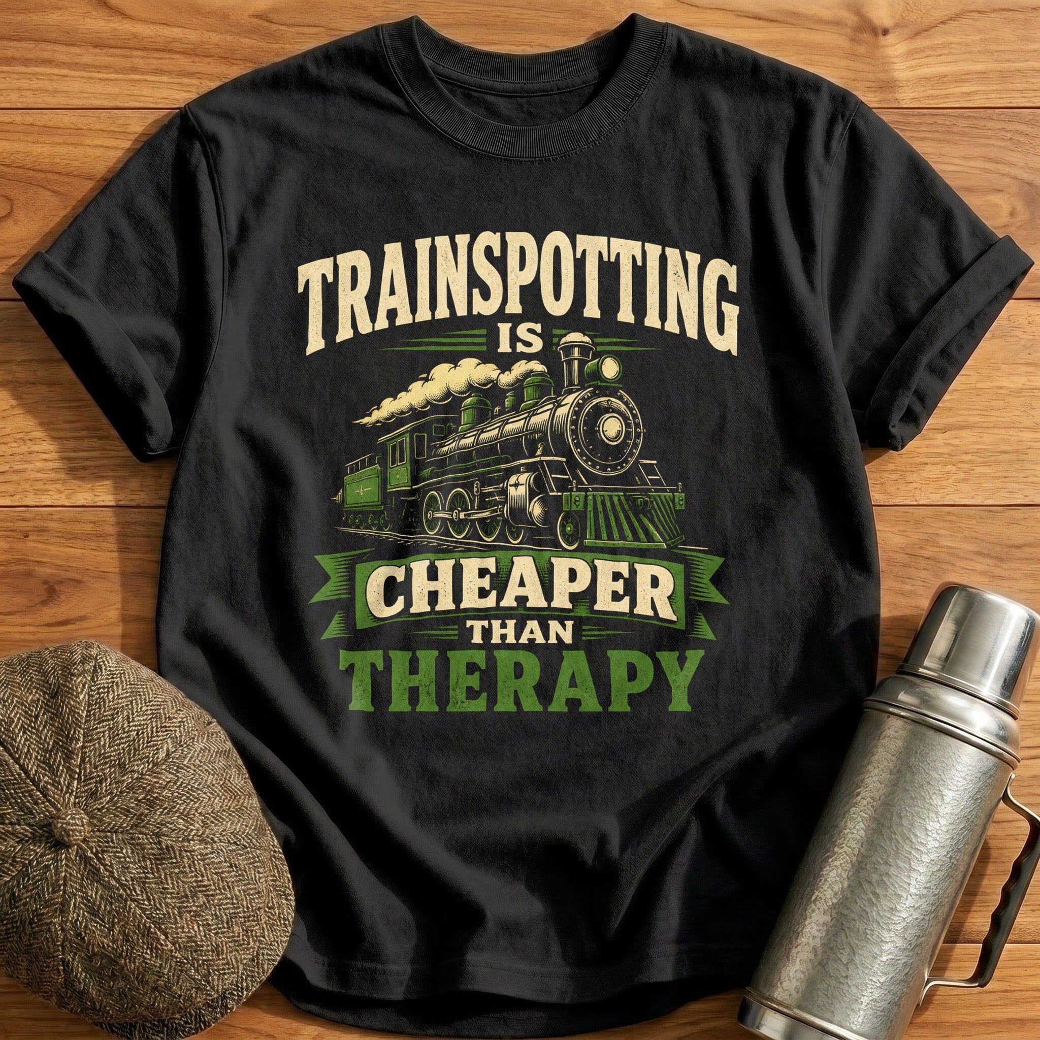 Trainspotting Cheaper Than Therapy T-Shirt - Black