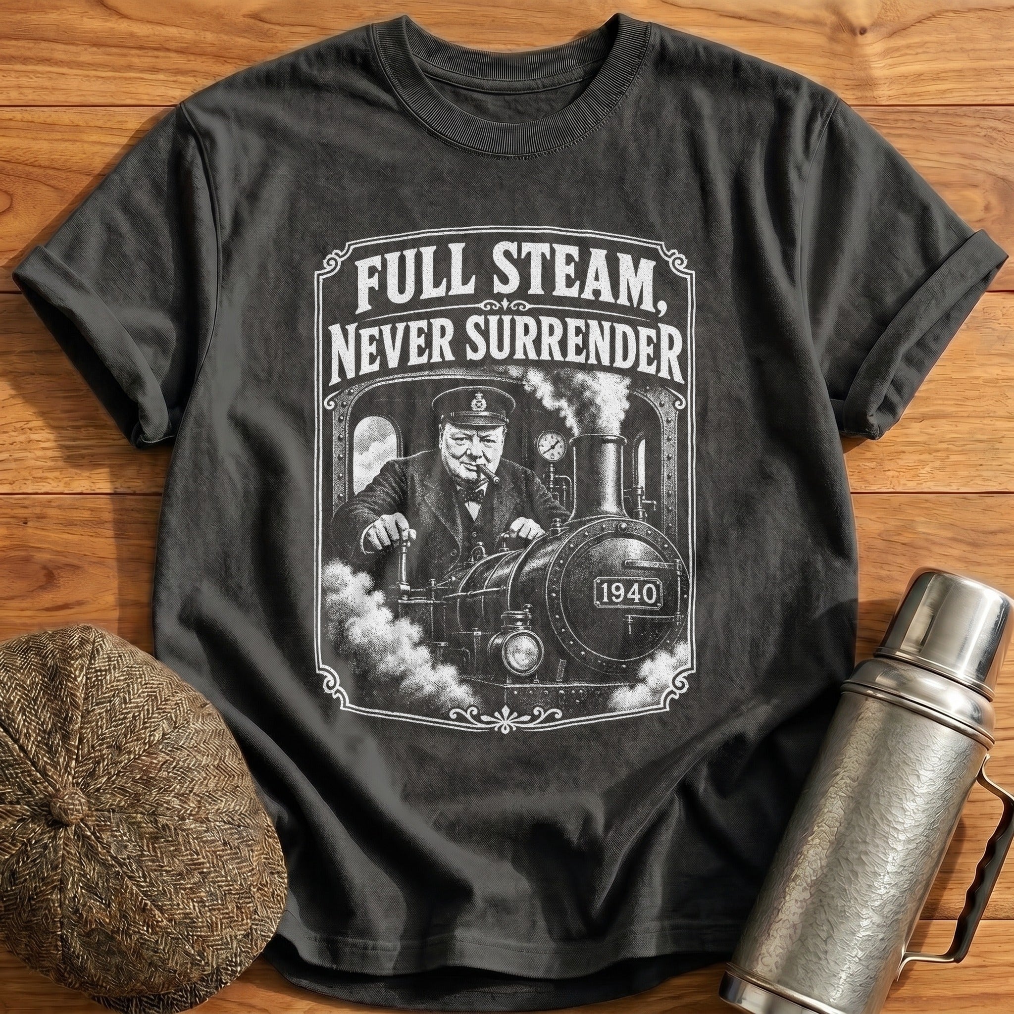 Full Steam, Never Surrender T-Shirt - Charcoal