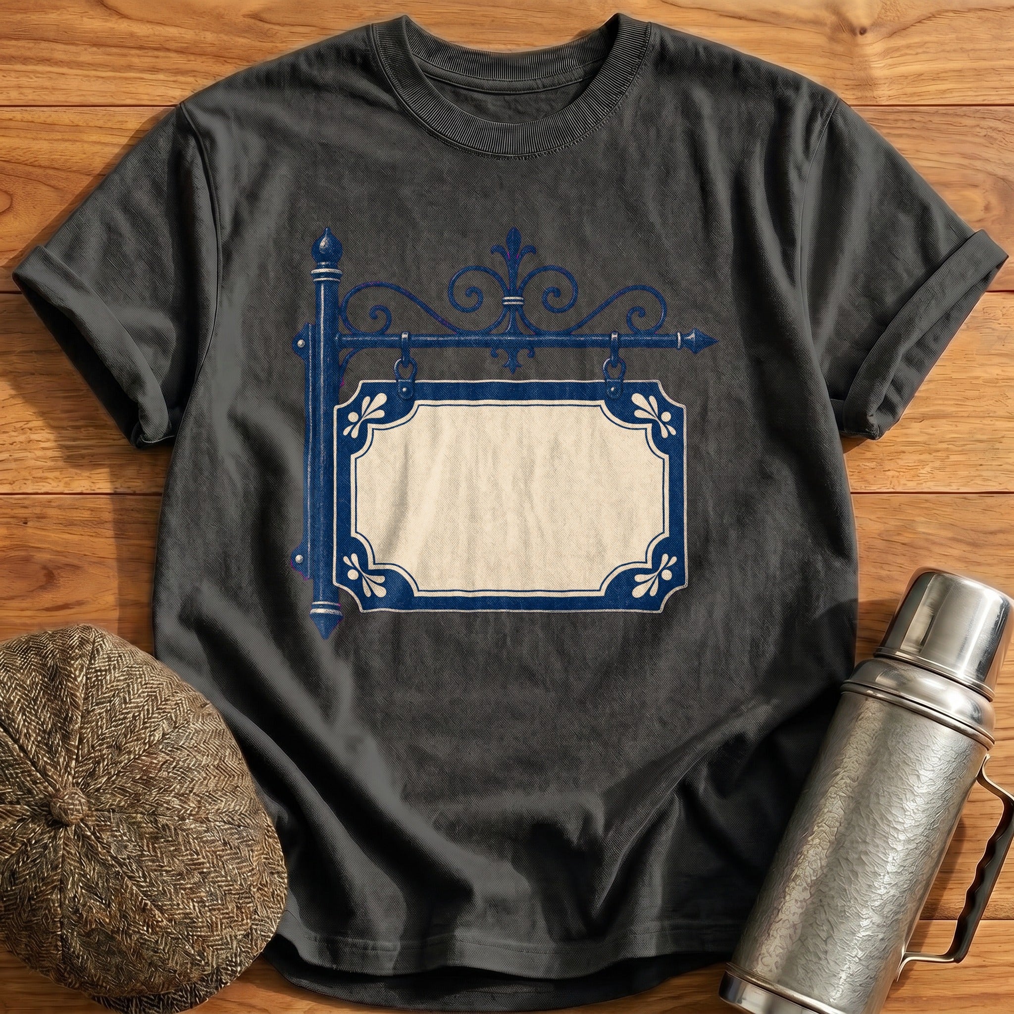 Enamel Station Sign T-Shirt - Charcoal