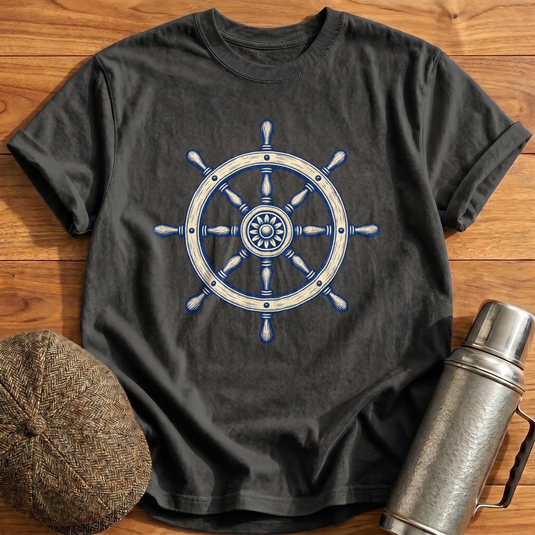 Driving Wheel T-Shirt - Charcoal