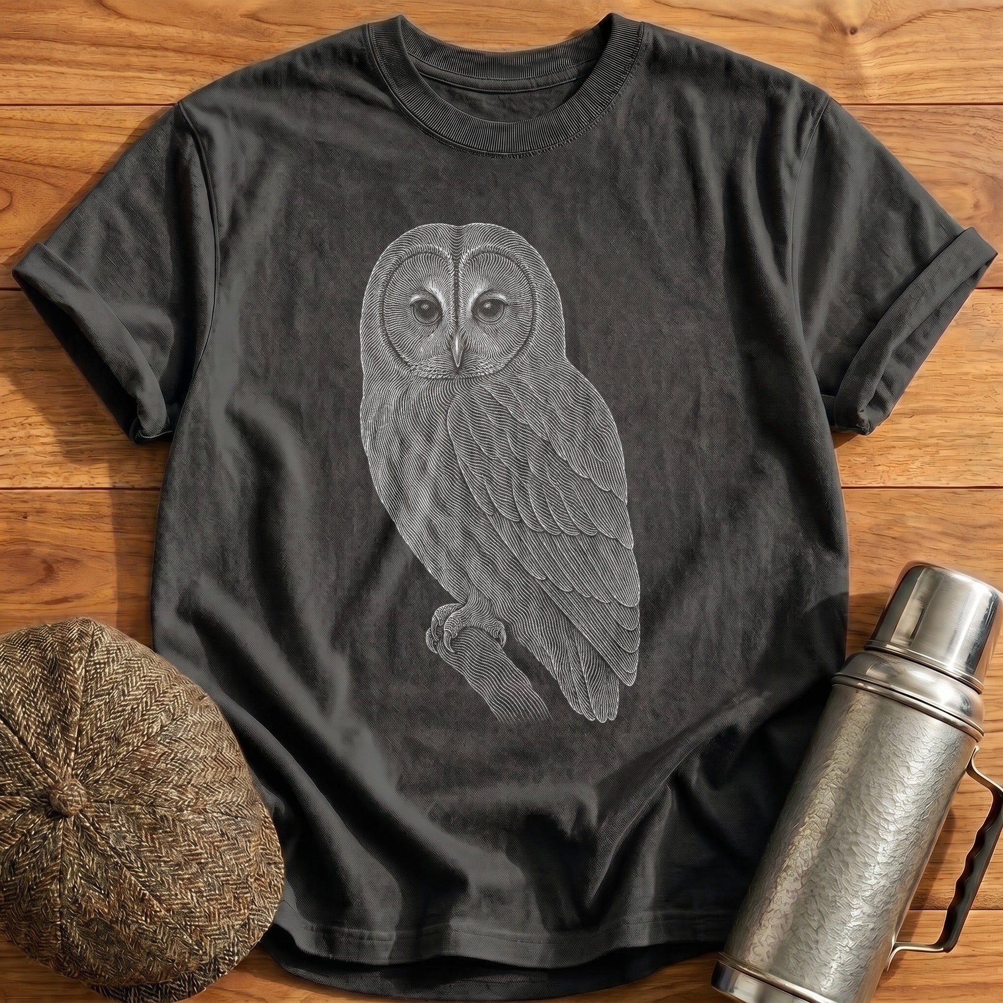 Tawny Owl T-Shirt - Charcoal