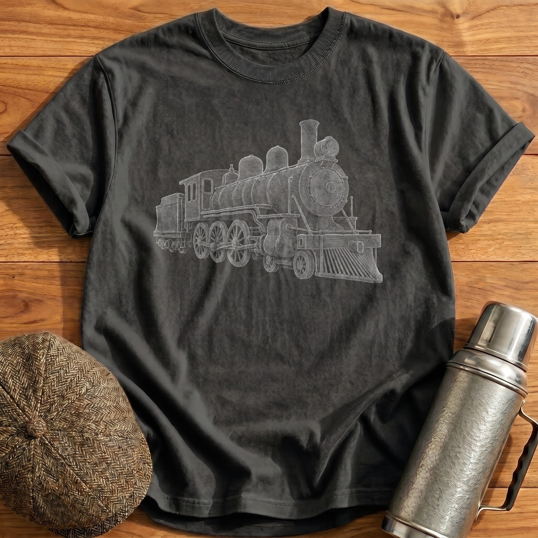 Steam Loco Three-Quarter T-Shirt - Charcoal