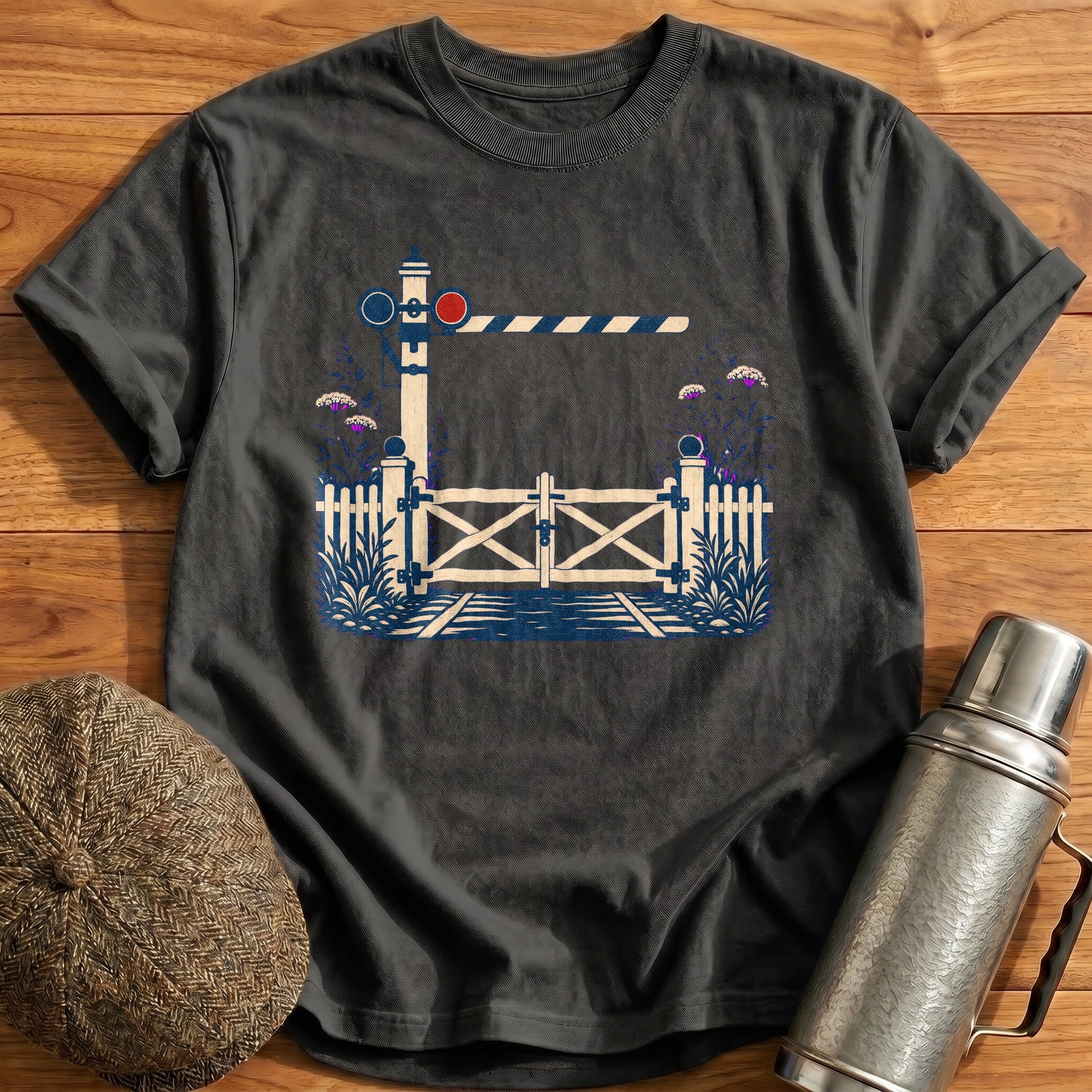 Level-Crossing Gate T-Shirt - Charcoal