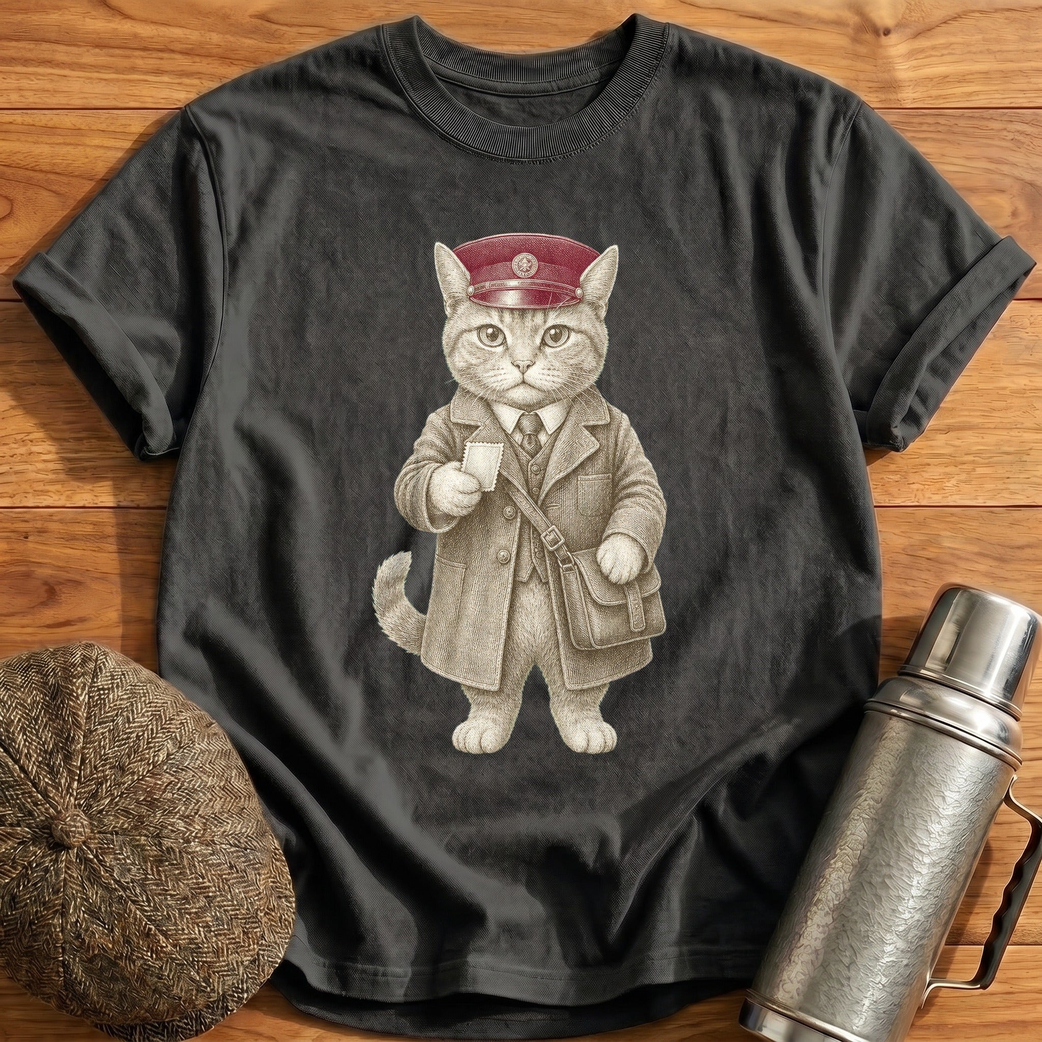Cat Ticket Inspector T-Shirt - Charcoal