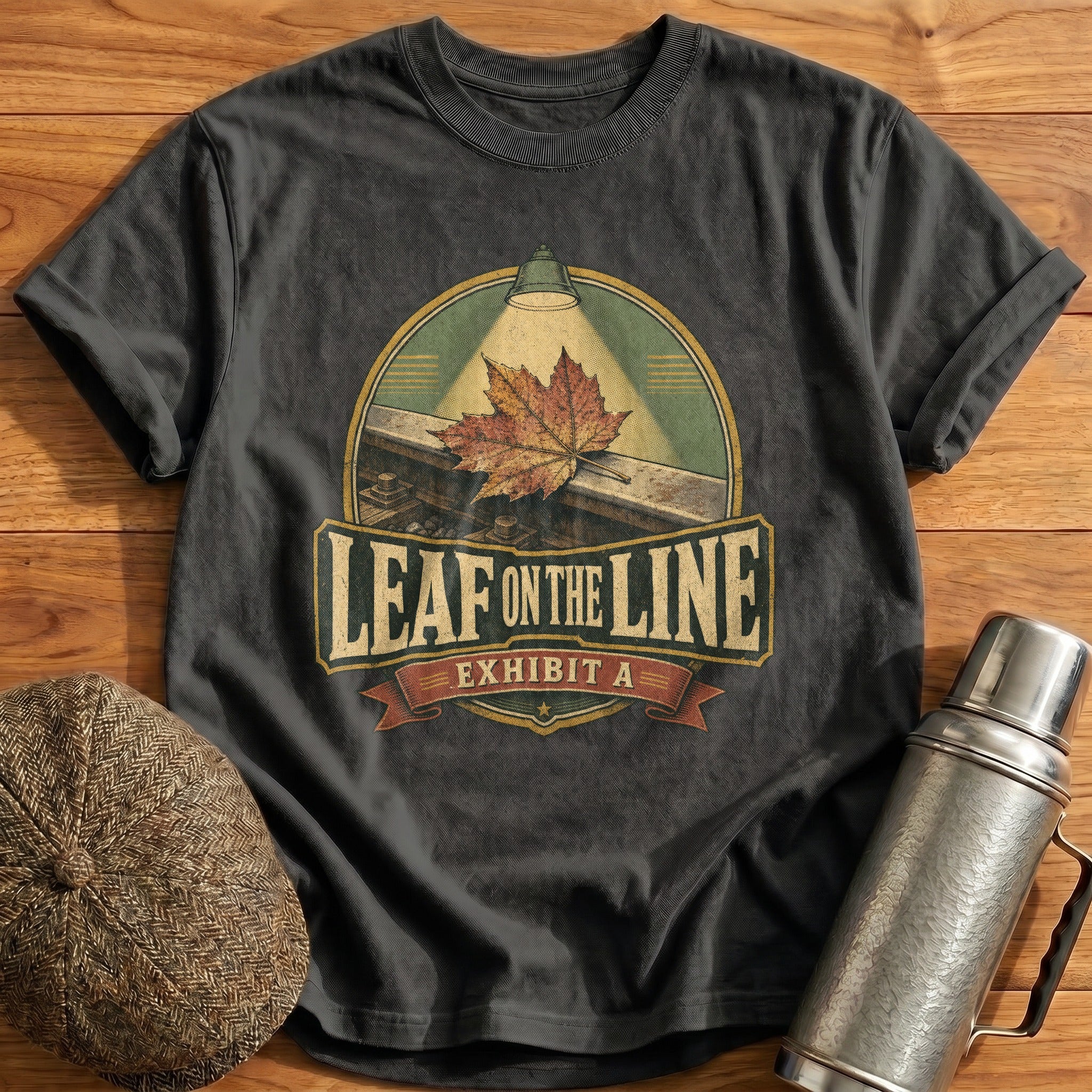 Leaf on the Line T-Shirt - Charcoal