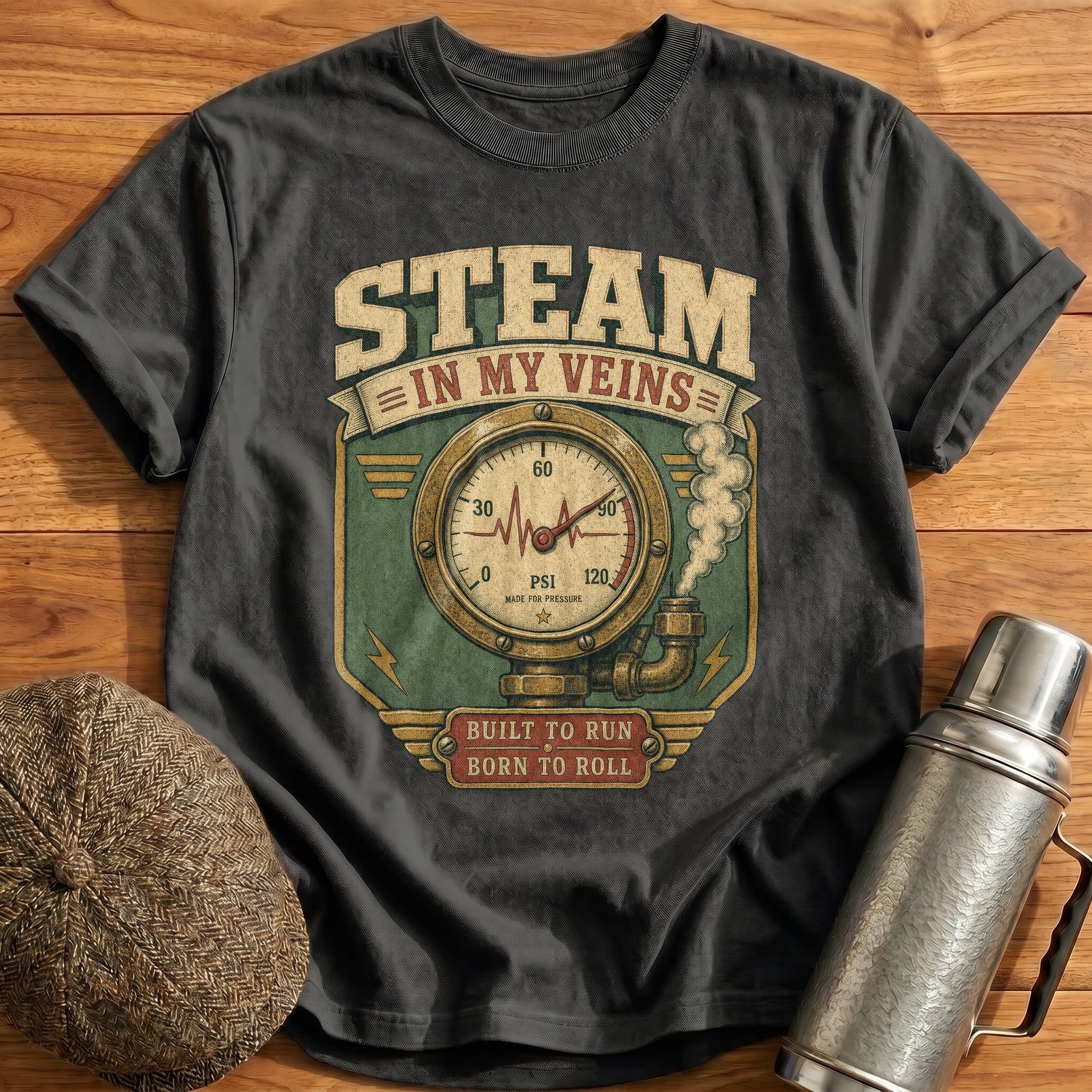 Steam in my Veins II T-Shirt - Charcoal