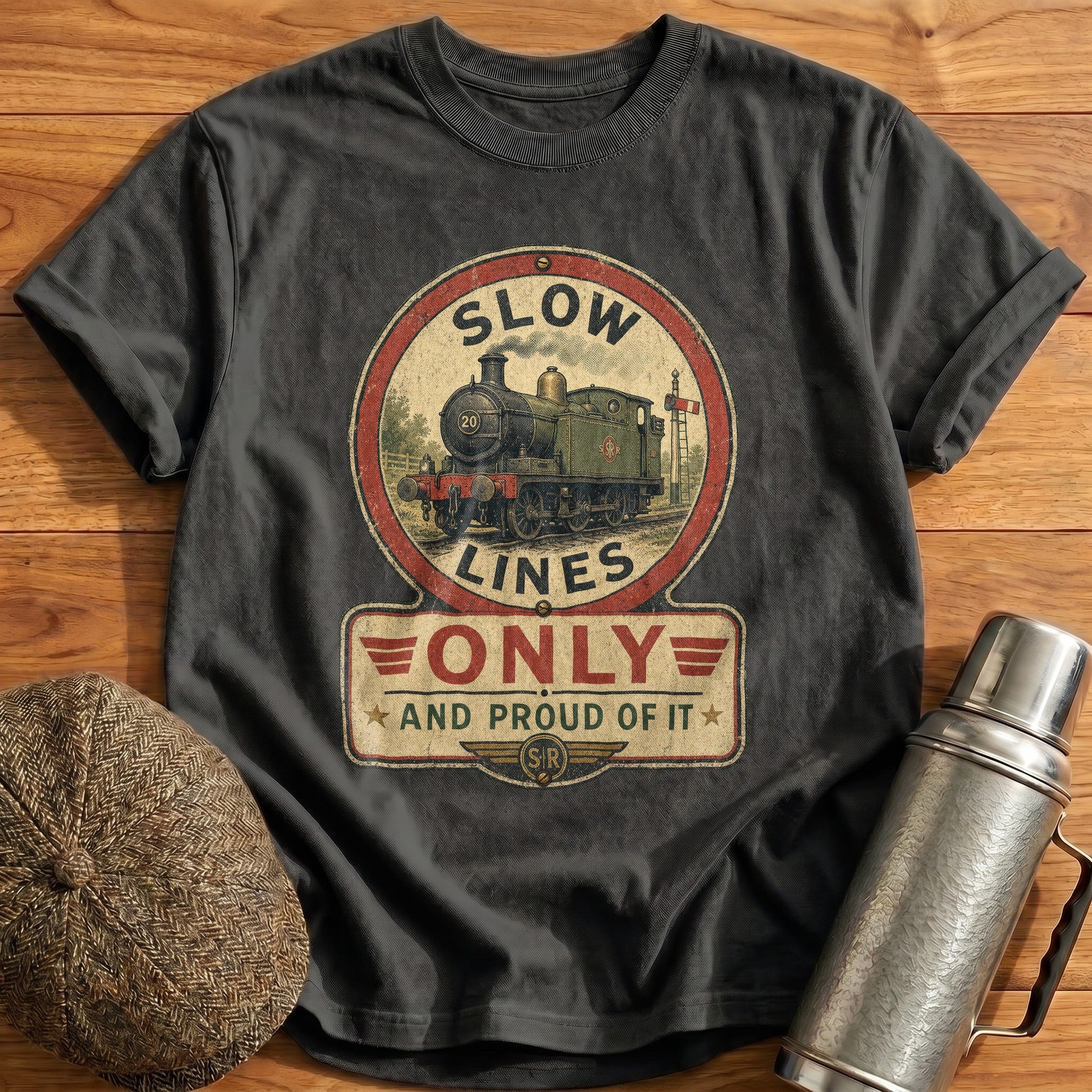 Slow Lines Only T-Shirt - Charcoal
