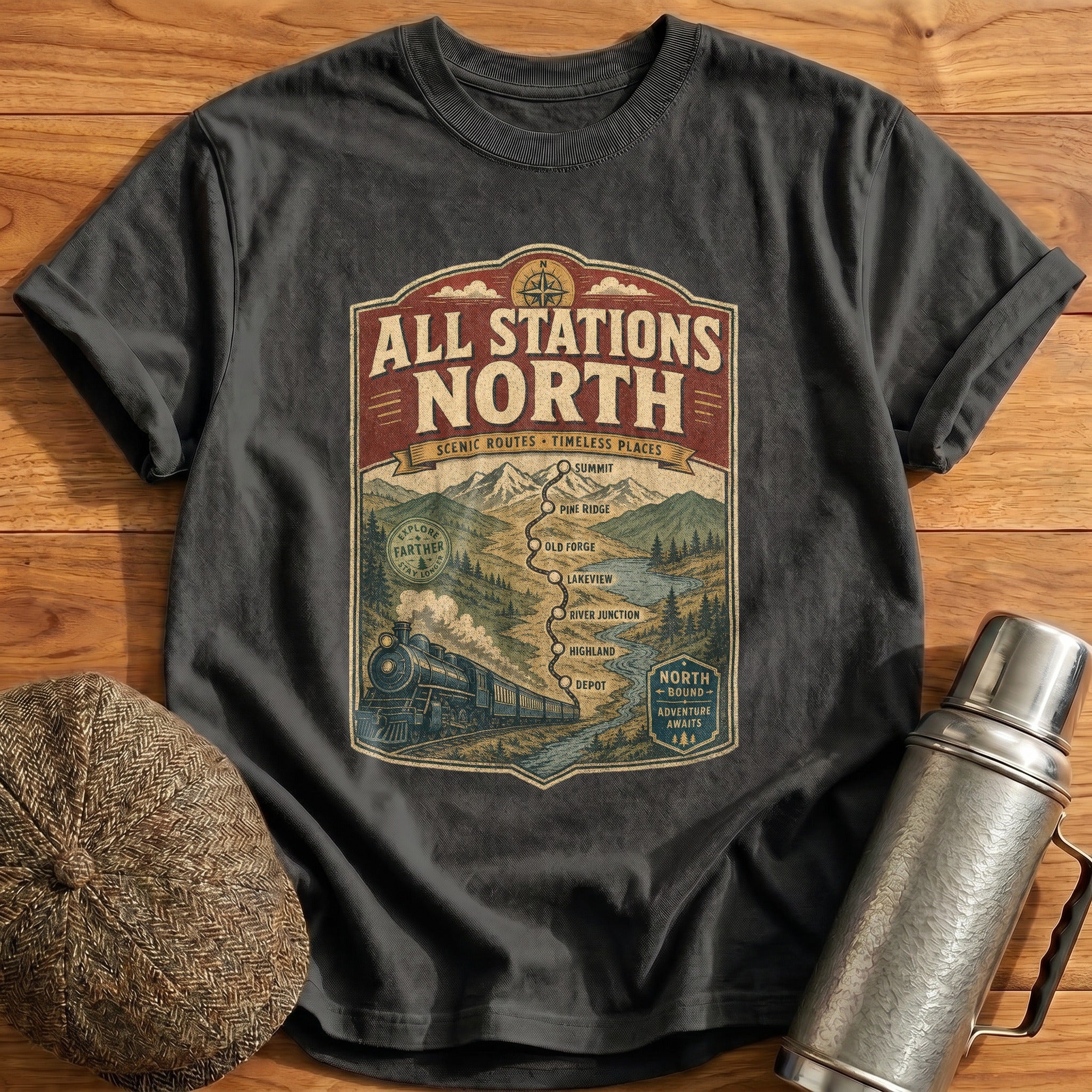 All Stations North II T-Shirt - Charcoal