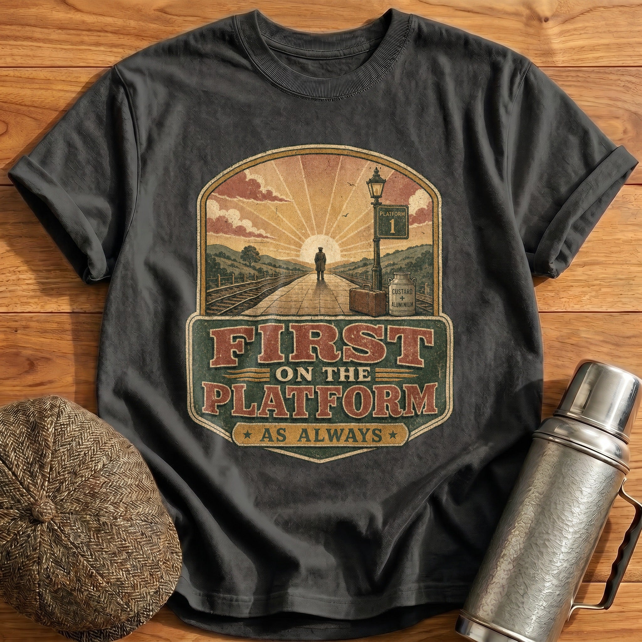 First on the Platform T-Shirt - Charcoal