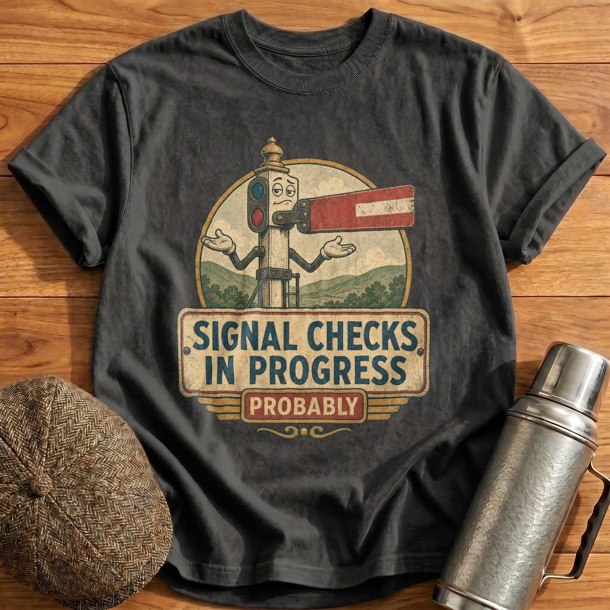 Signal Checks in Progress T-Shirt - Charcoal
